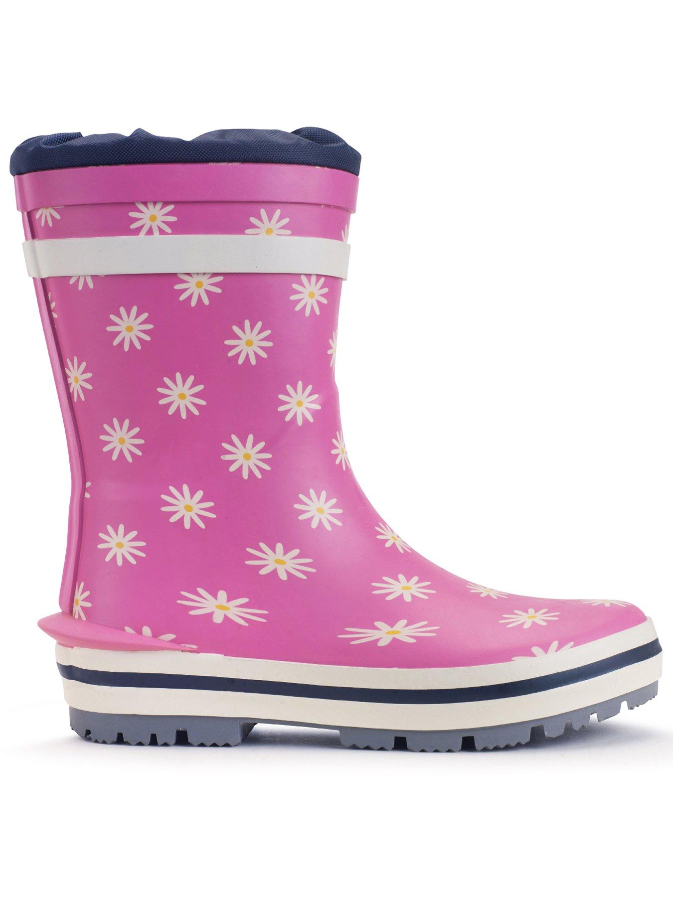 Image 1 of 5 of Start-rite Little Puddle Pink Daisy Wellington Boot
