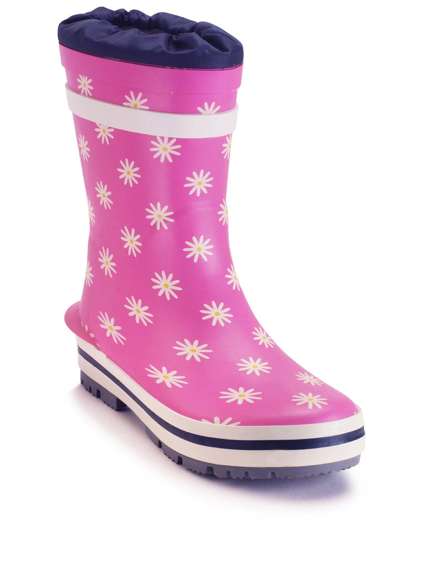 Image 2 of 5 of Start-rite Little Puddle Pink Daisy Wellington Boot