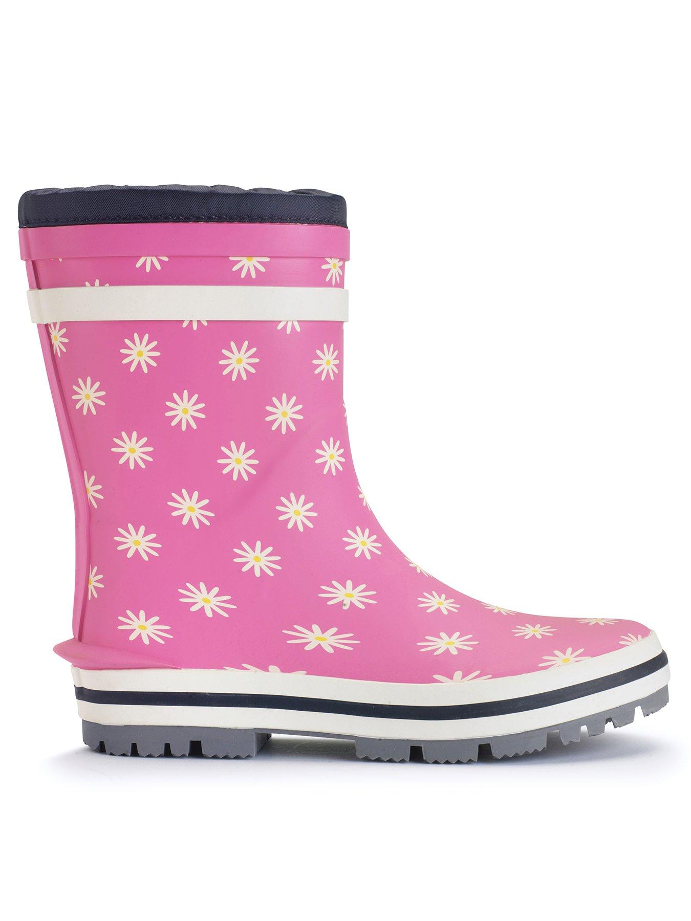 Image 1 of 5 of Start-rite Big Puddle Pink Daisy Wellington Boot