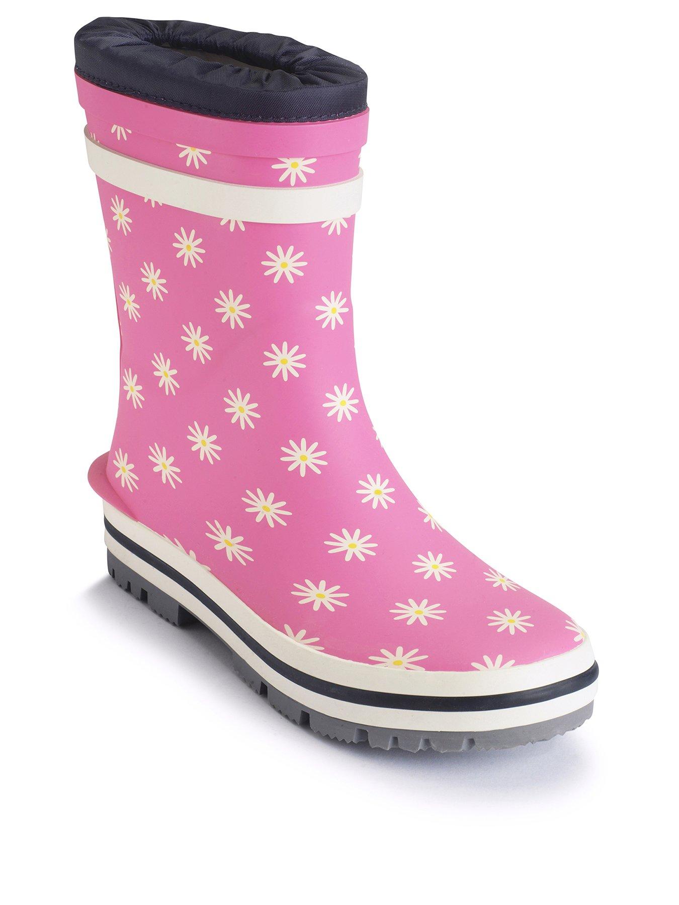 Image 2 of 5 of Start-rite Big Puddle Pink Daisy Wellington Boot