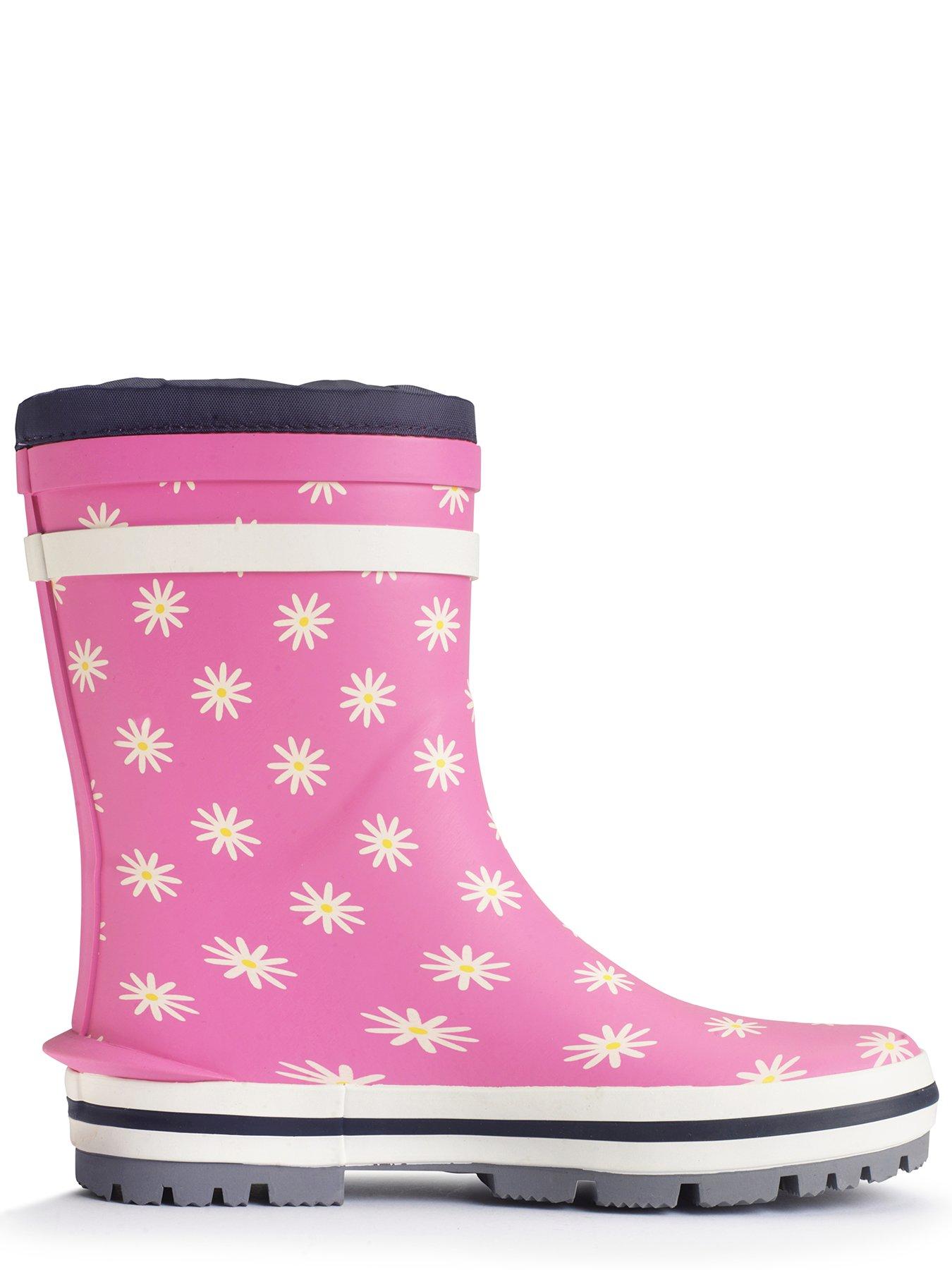 Image 5 of 5 of Start-rite Big Puddle Pink Daisy Wellington Boot