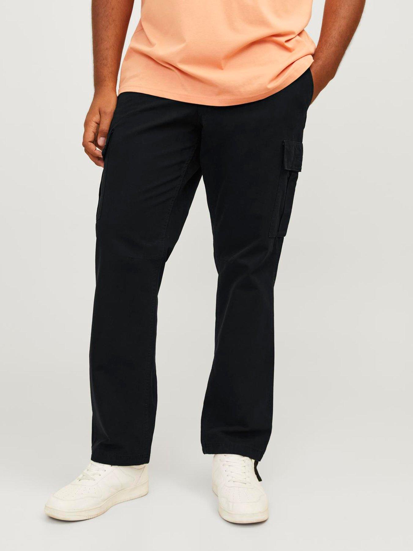  image of jack-jones-plus-kane-barkley-relaxed-fit-cargo-trousers-black