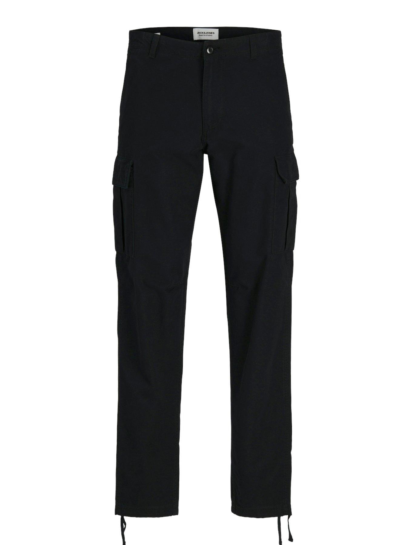  image of jack-jones-plus-kane-barkley-relaxed-fit-cargo-trousers-black
