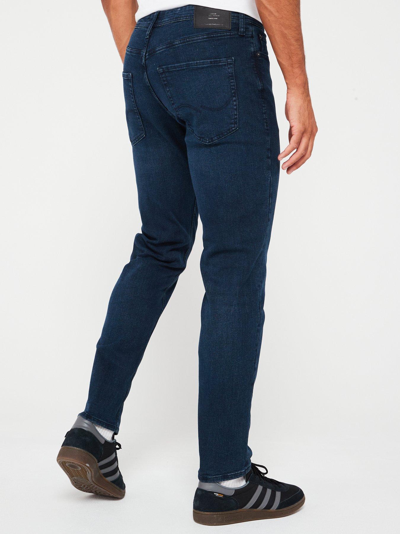  image of jack-jones-mike-regular-tapered-fit-jeans-blue-denim