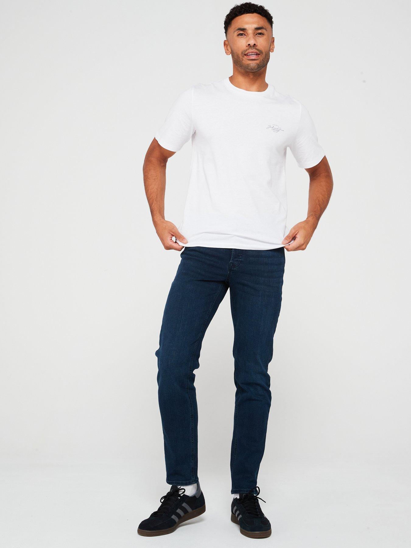  image of jack-jones-mike-regular-tapered-fit-jeans-blue-denim