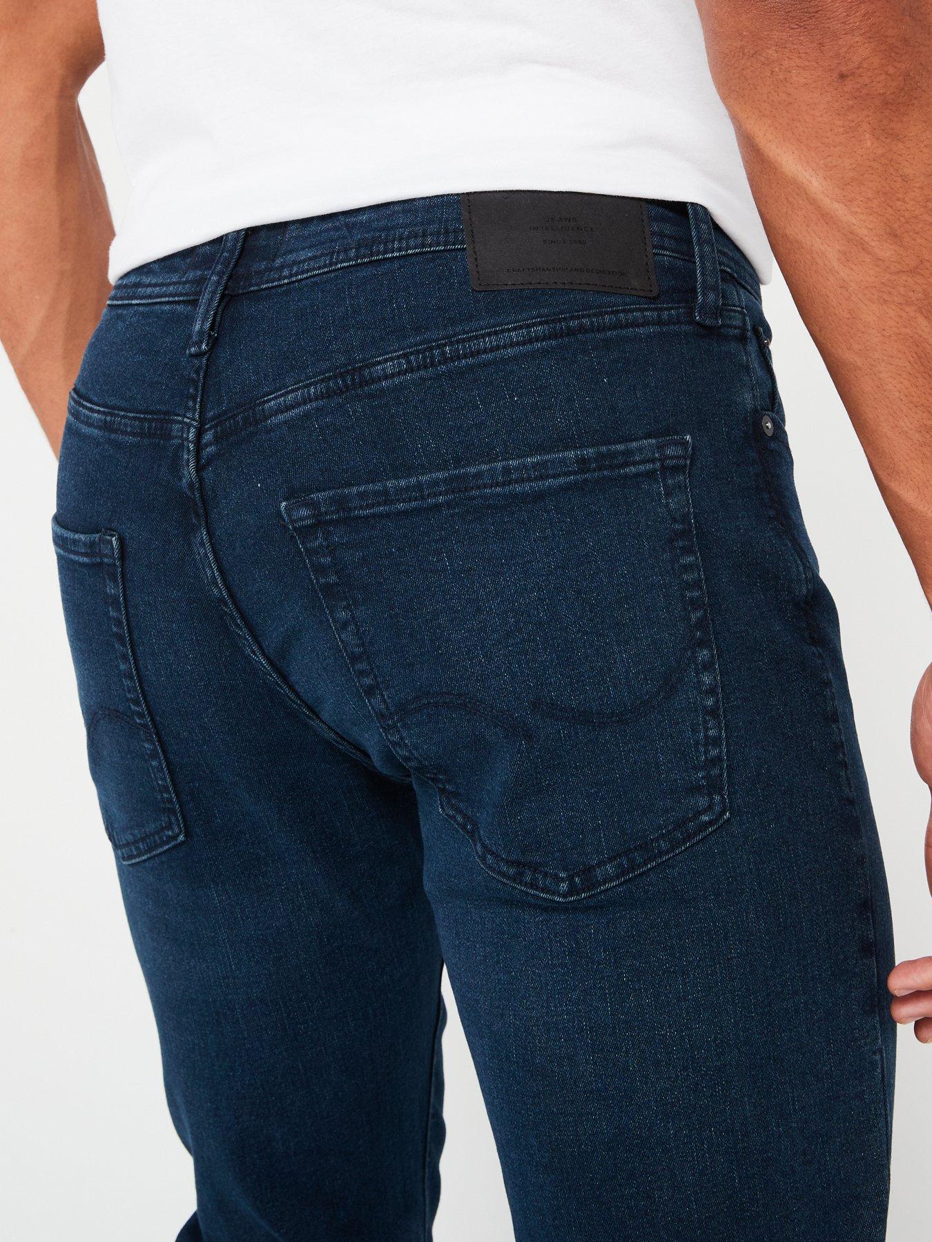  image of jack-jones-mike-regular-tapered-fit-jeans-blue-denim