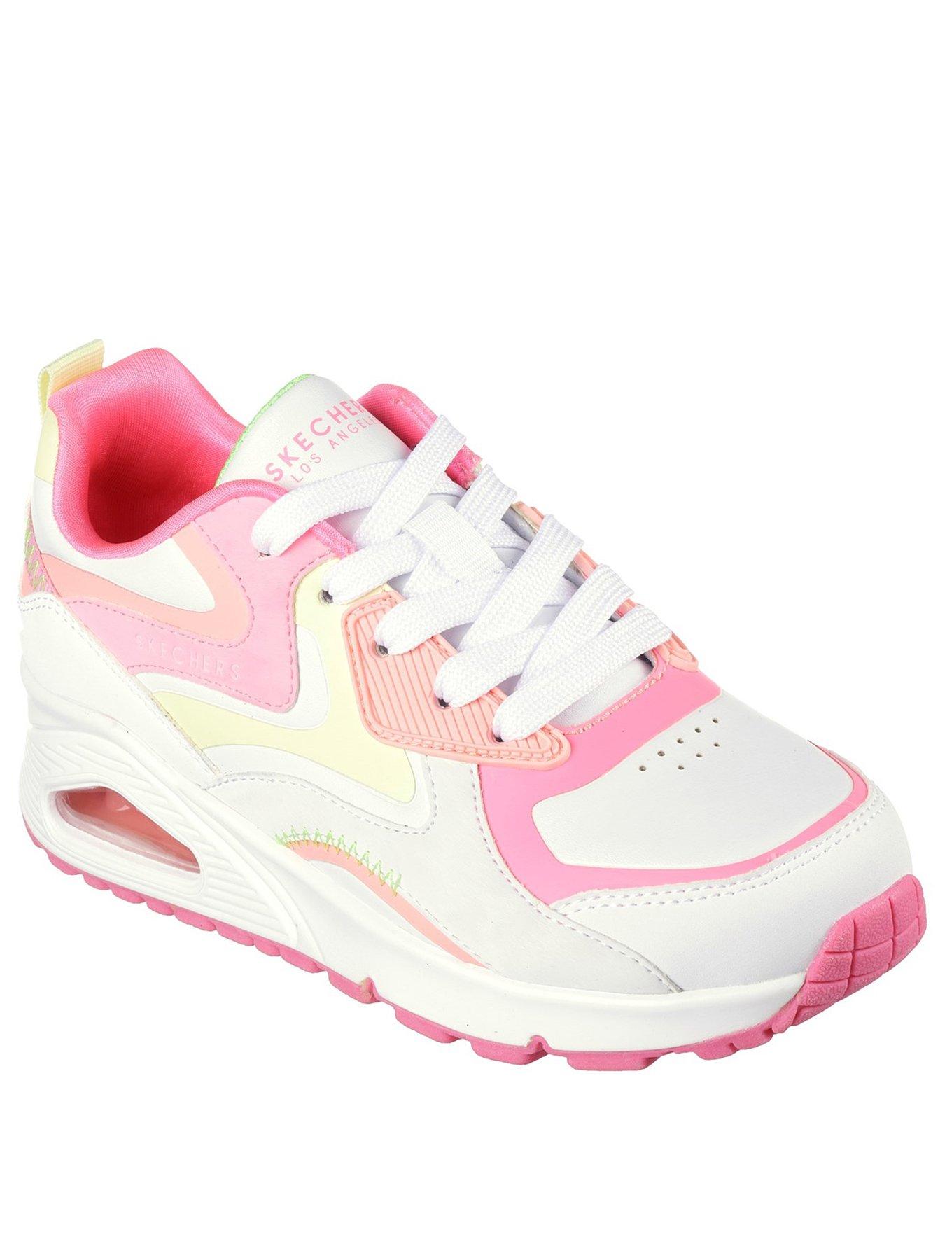  image of skechers-girls-uno-gen1-color-surge-memory-foam-trainer-white