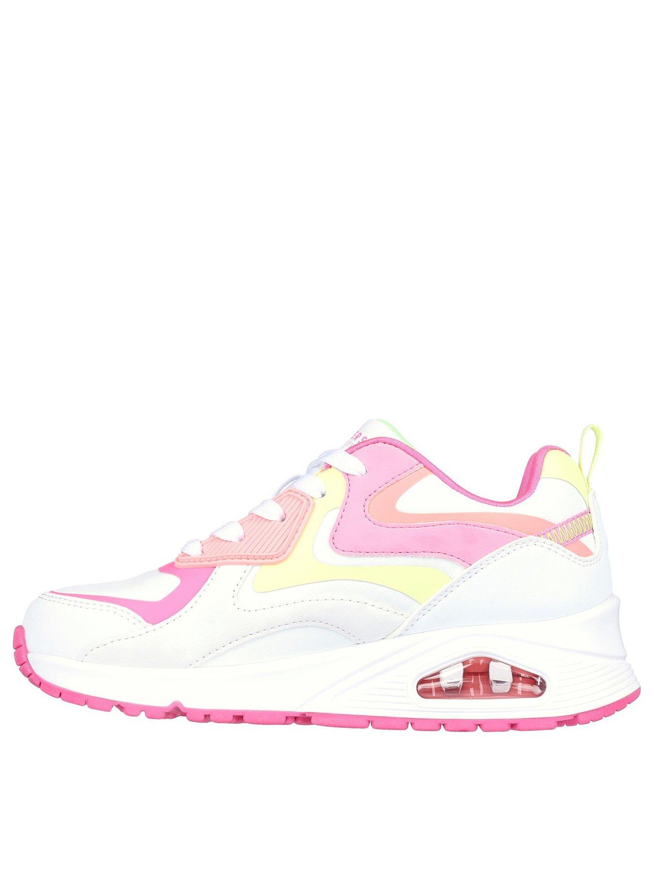  image of skechers-girls-uno-gen1-color-surge-memory-foam-trainer-white