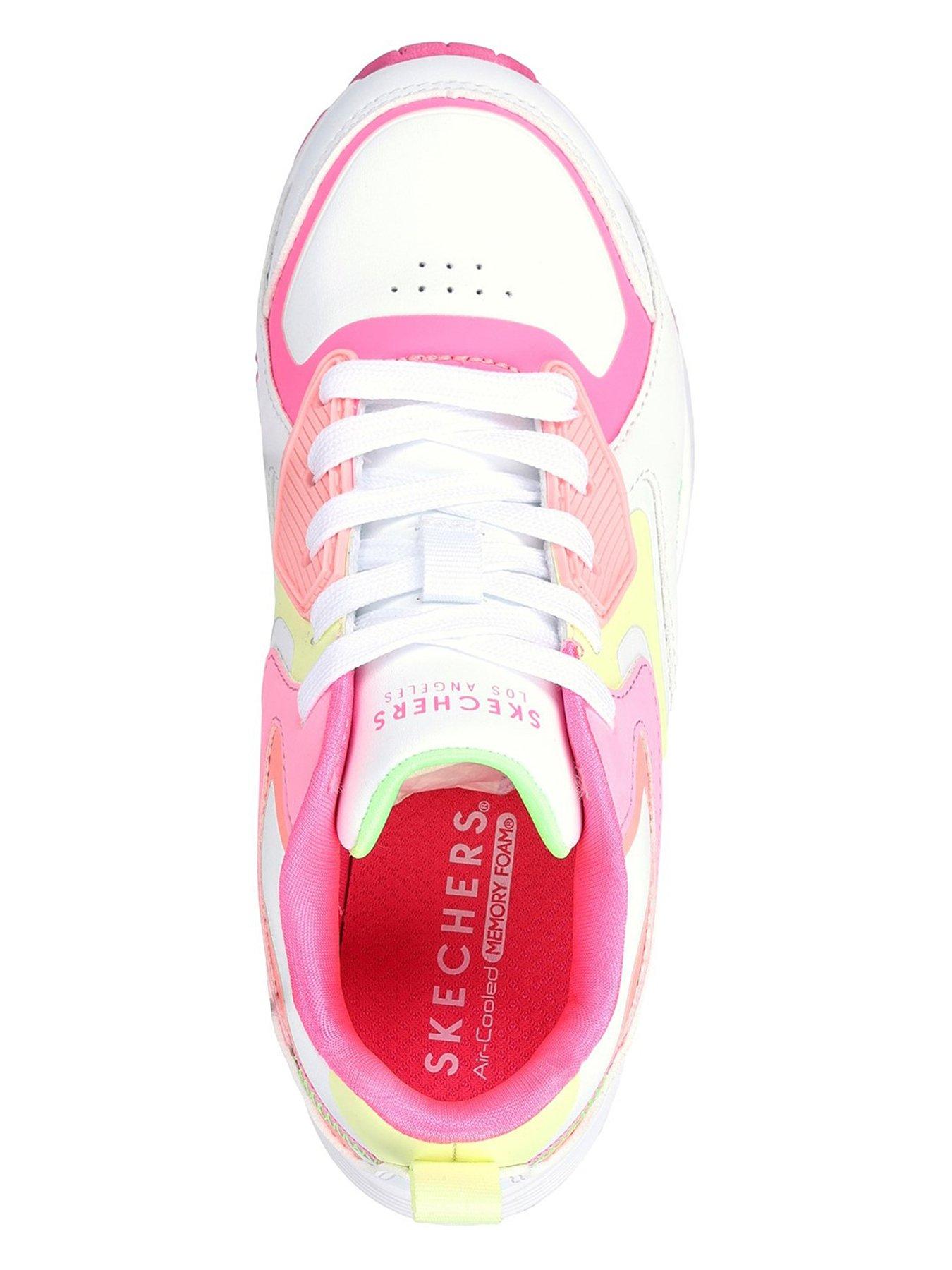  image of skechers-girls-uno-gen1-color-surge-memory-foam-trainer-white