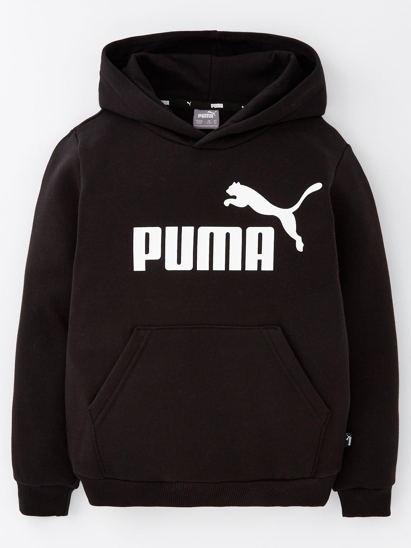 Puma Boys Essentials Fleece Logo Hoodie Grey littlewoods