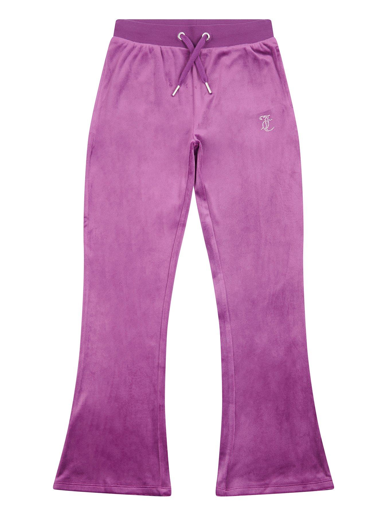 Juicy Couture Girls Diamante Velour Bootcut Jogger - Purple