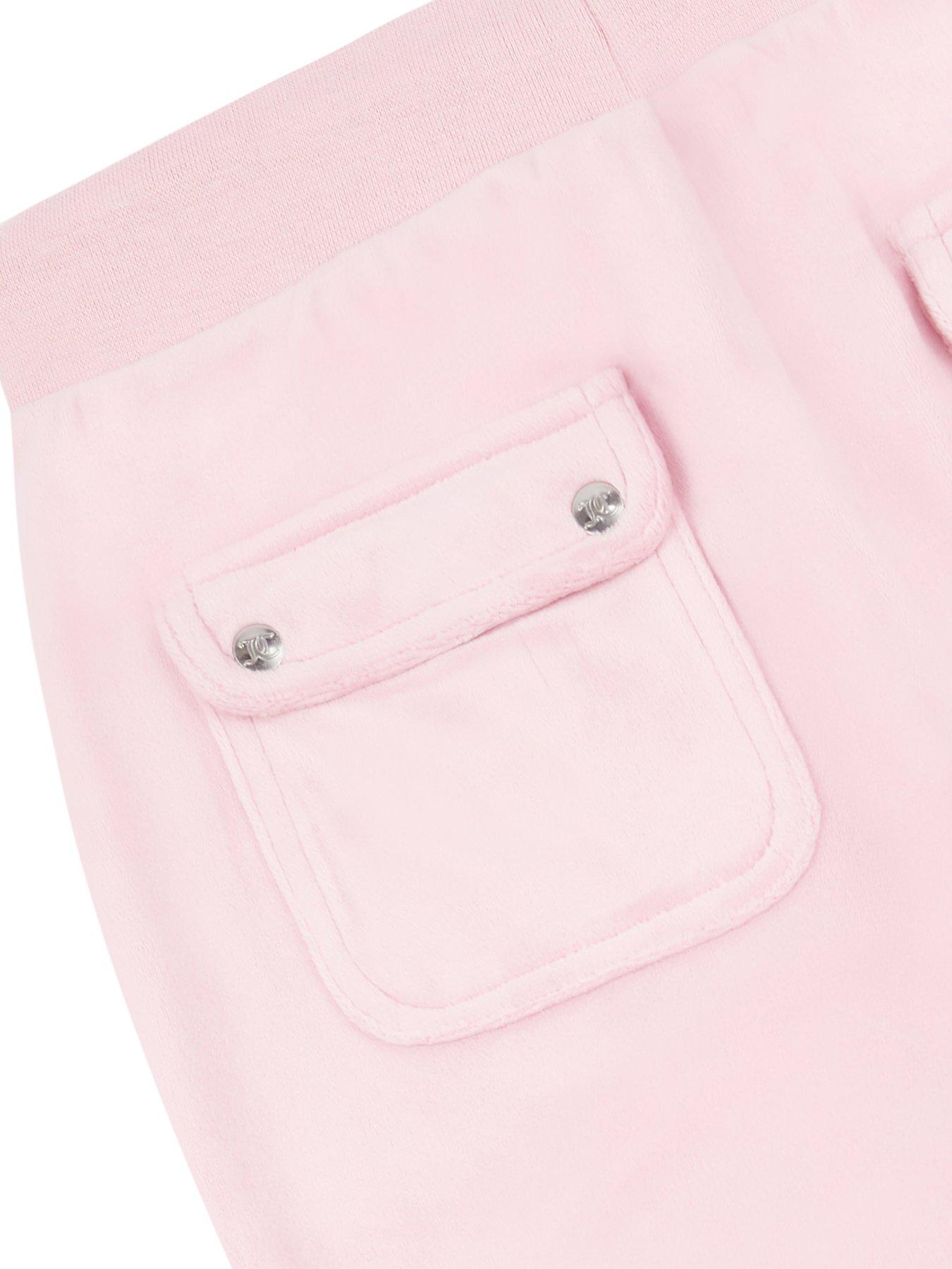  image of juicy-couture-girls-mini-diamante-velour-wide-leg-jogger-light-pink