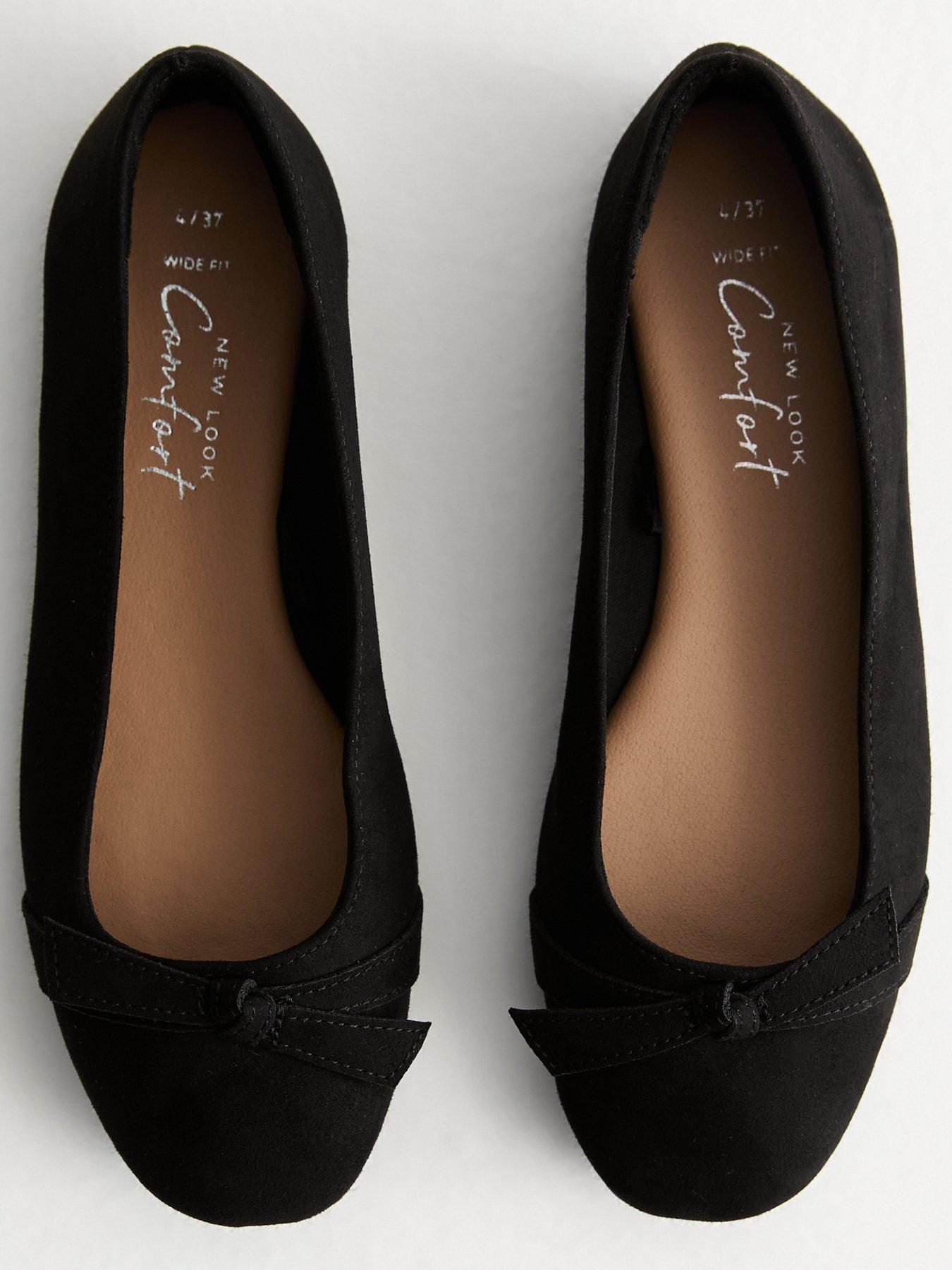 New Look Wide Fit Bow Detail Ballet Pumps - Black | Littlewoods