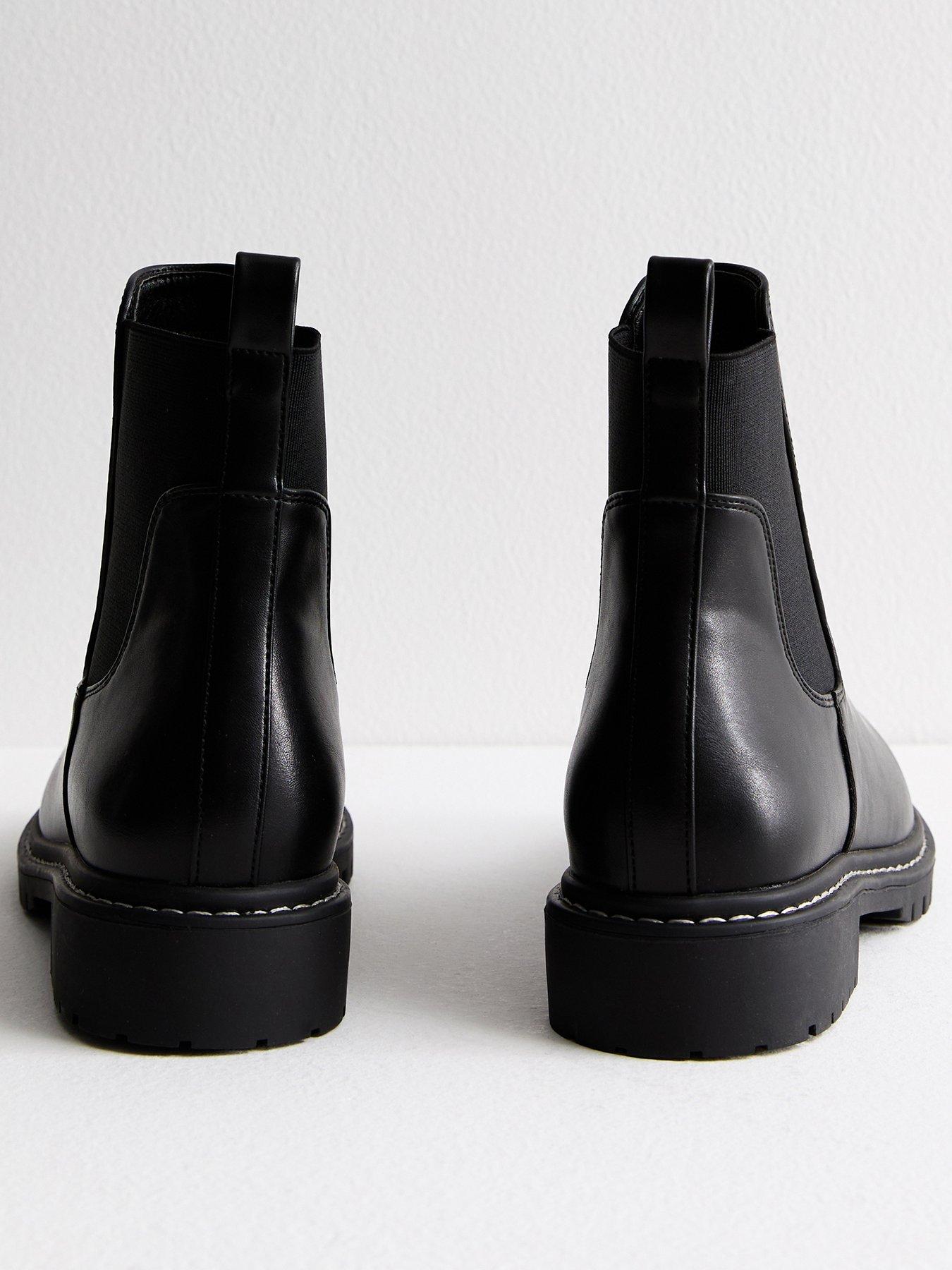 New Look Black Leather look Chunky Chelsea Boots littlewoods