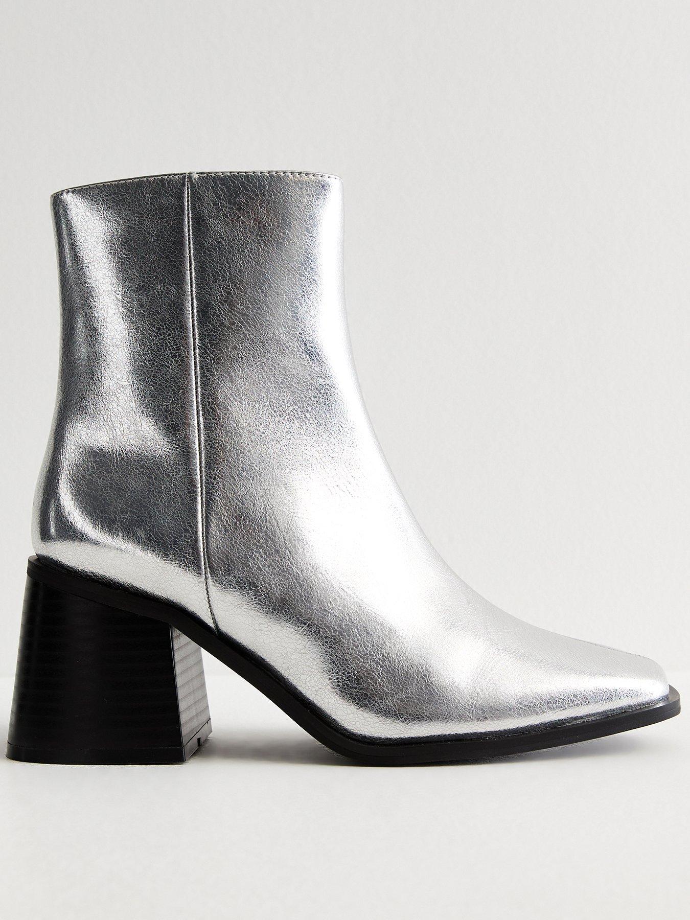 Shops silver boots new look