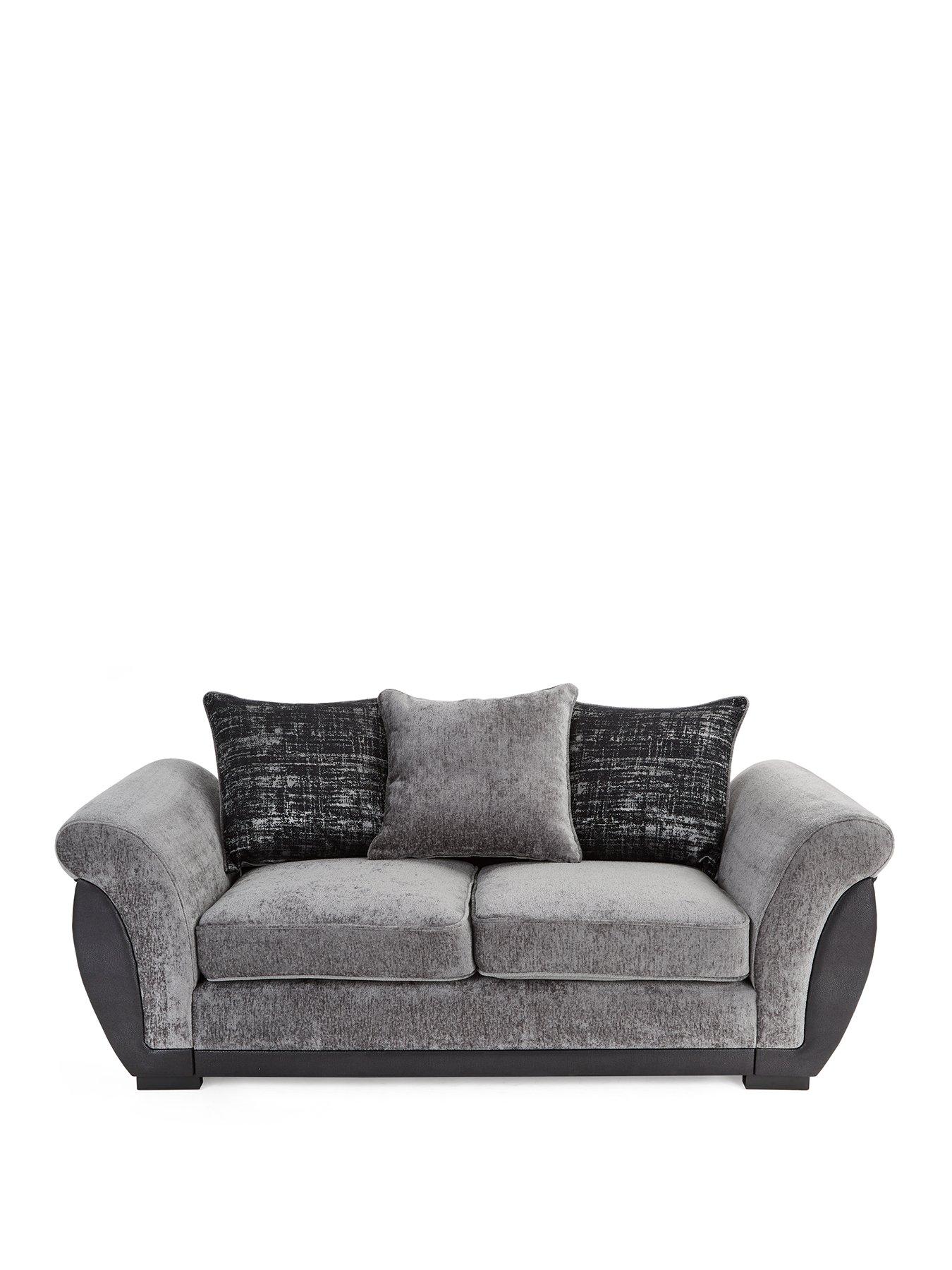 Image 2 of 7 of Very Home Lana Fabric/Faux Leather 2 Seater Scatterback Sofa - Grey&nbsp;- FSC Certified