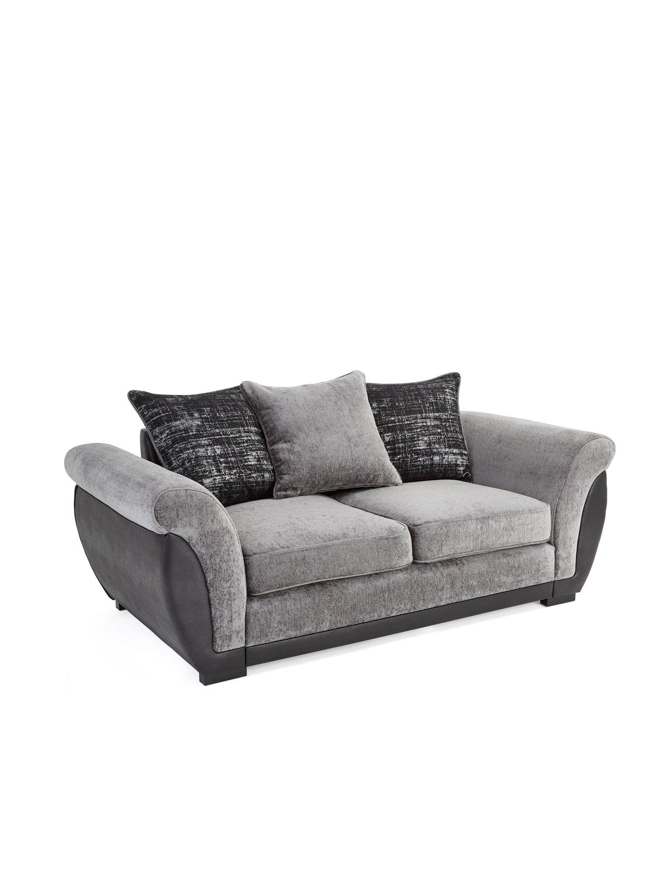 Image 3 of 7 of Very Home Lana Fabric/Faux Leather 2 Seater Scatterback Sofa - Grey&nbsp;- FSC Certified