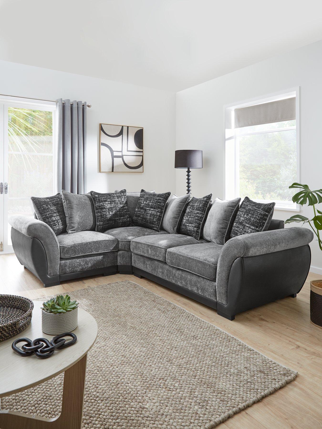 Very Home Lana Fabric and Faux Leather Left Hand Corner Group Sofa - FSC Certified