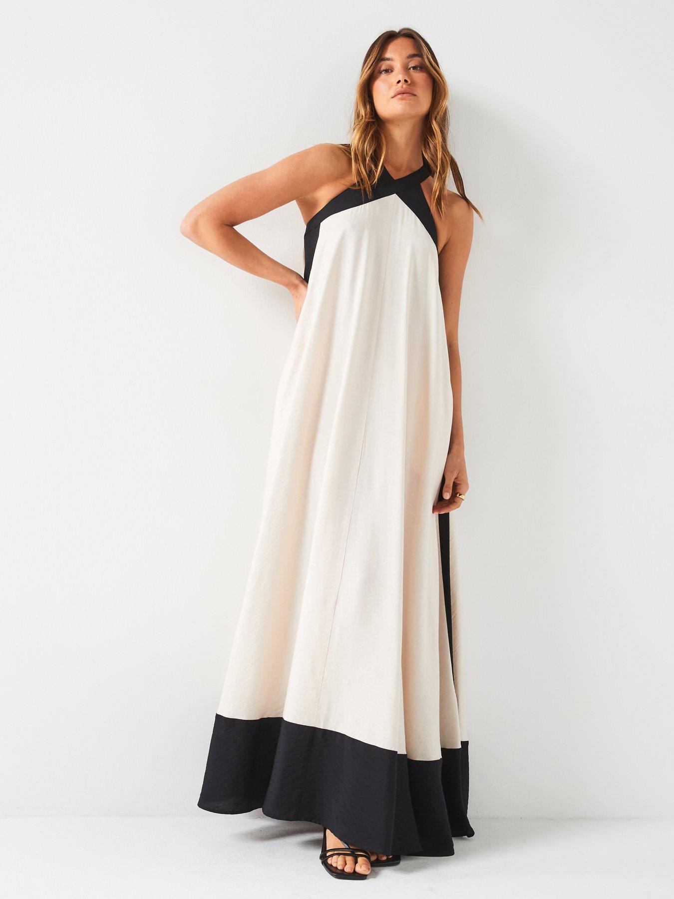 Image 1 of 6 of V by Very Sleeveless Colour Block Volume Maxi Dress - Multi