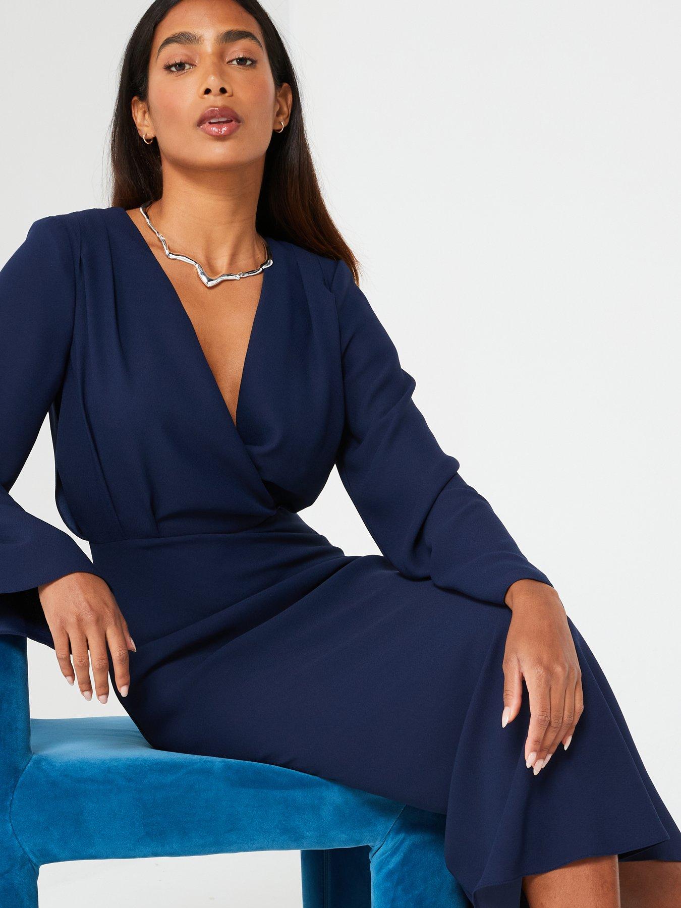 Midi Dresses Littlewoods Womens Dresses V By Very Fluted Sleeve
