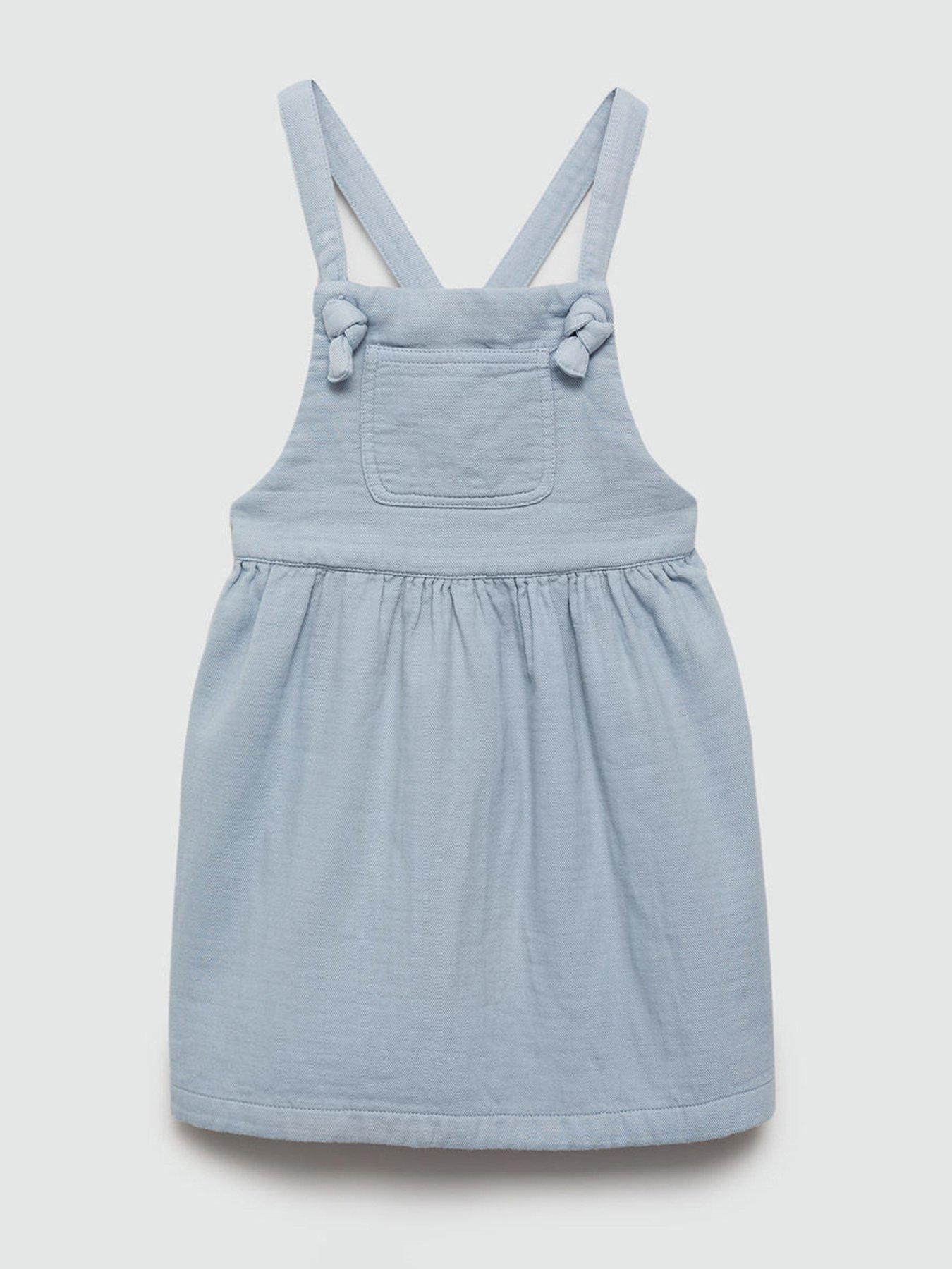 undefined Younger Girls Dungaree Dress - Light Blue