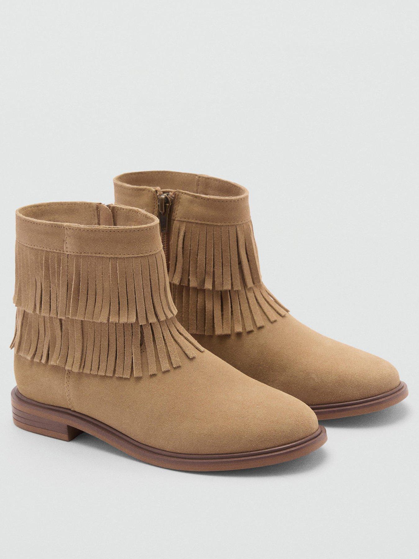 stillFront image of mango-girls-fringe-suede-ankle-boots-beige