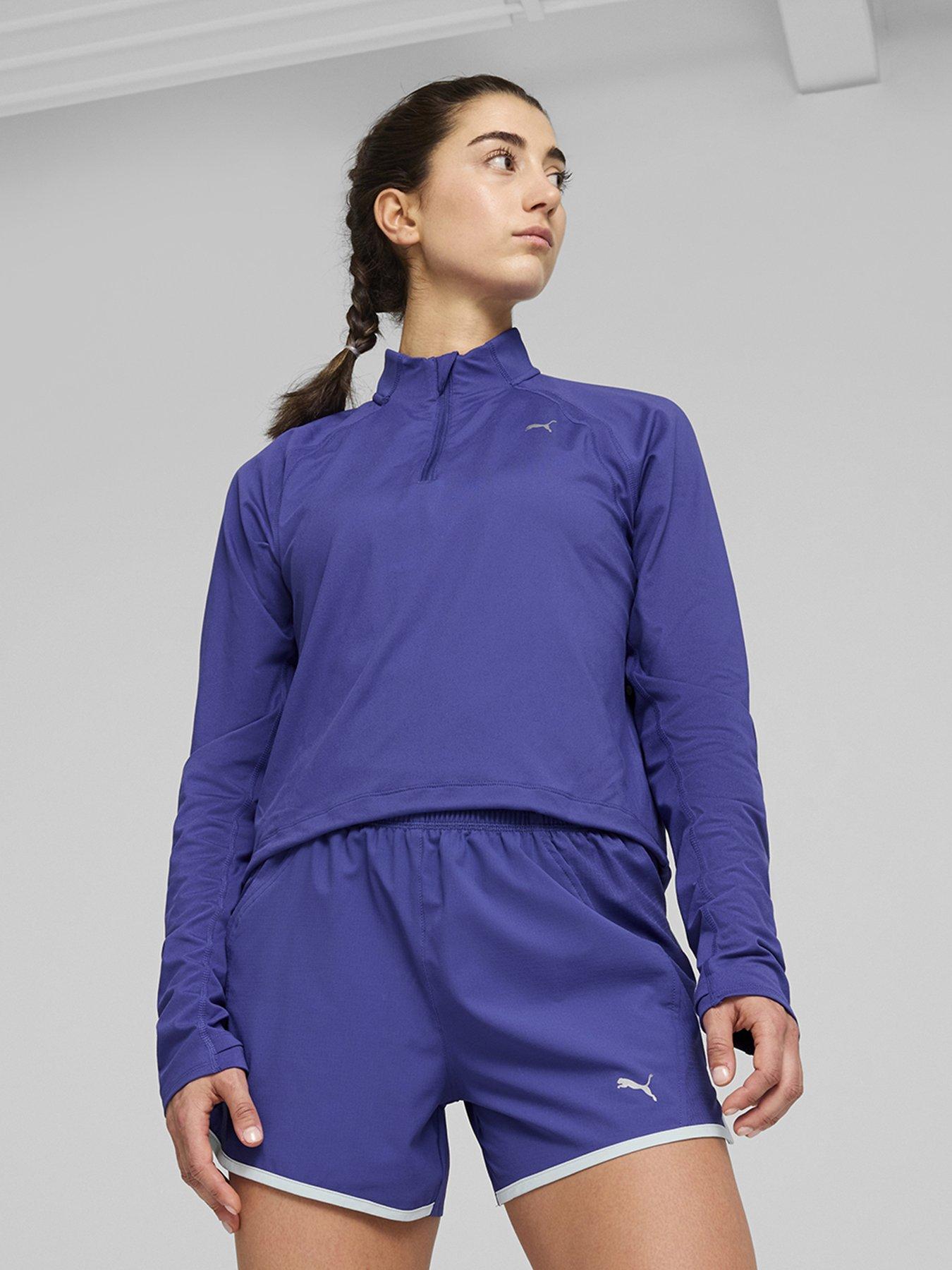 undefined Womens Running Cloudspun 1/4 Zip - Blue