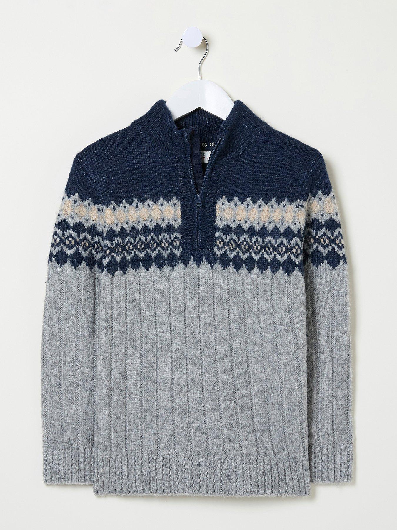 undefined Boys Half Neck Jumper - Grey Marl