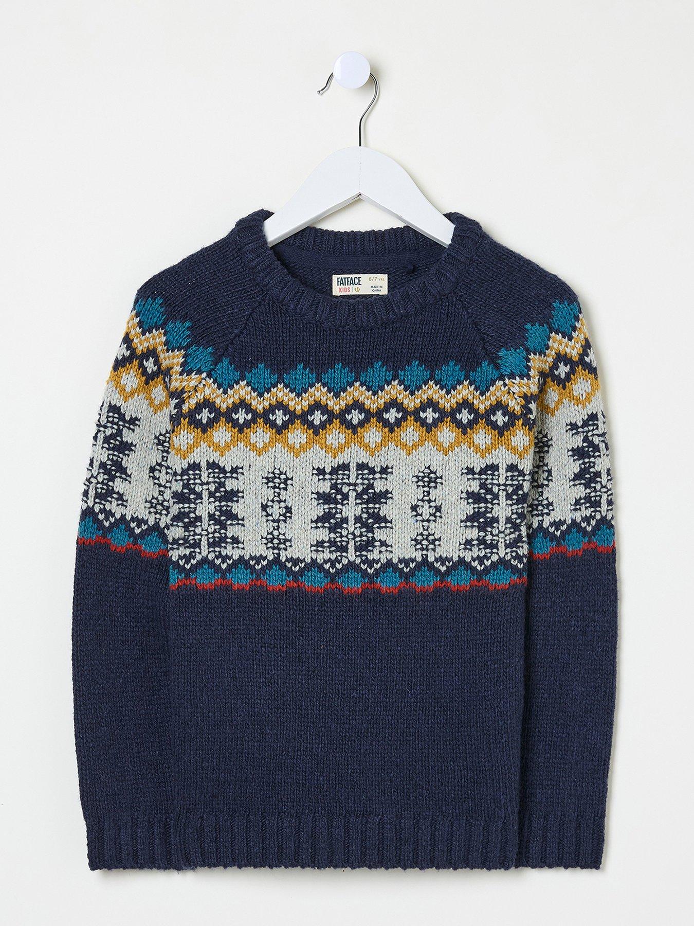 undefined Boys Fairisle Yoke Jumper - Navy