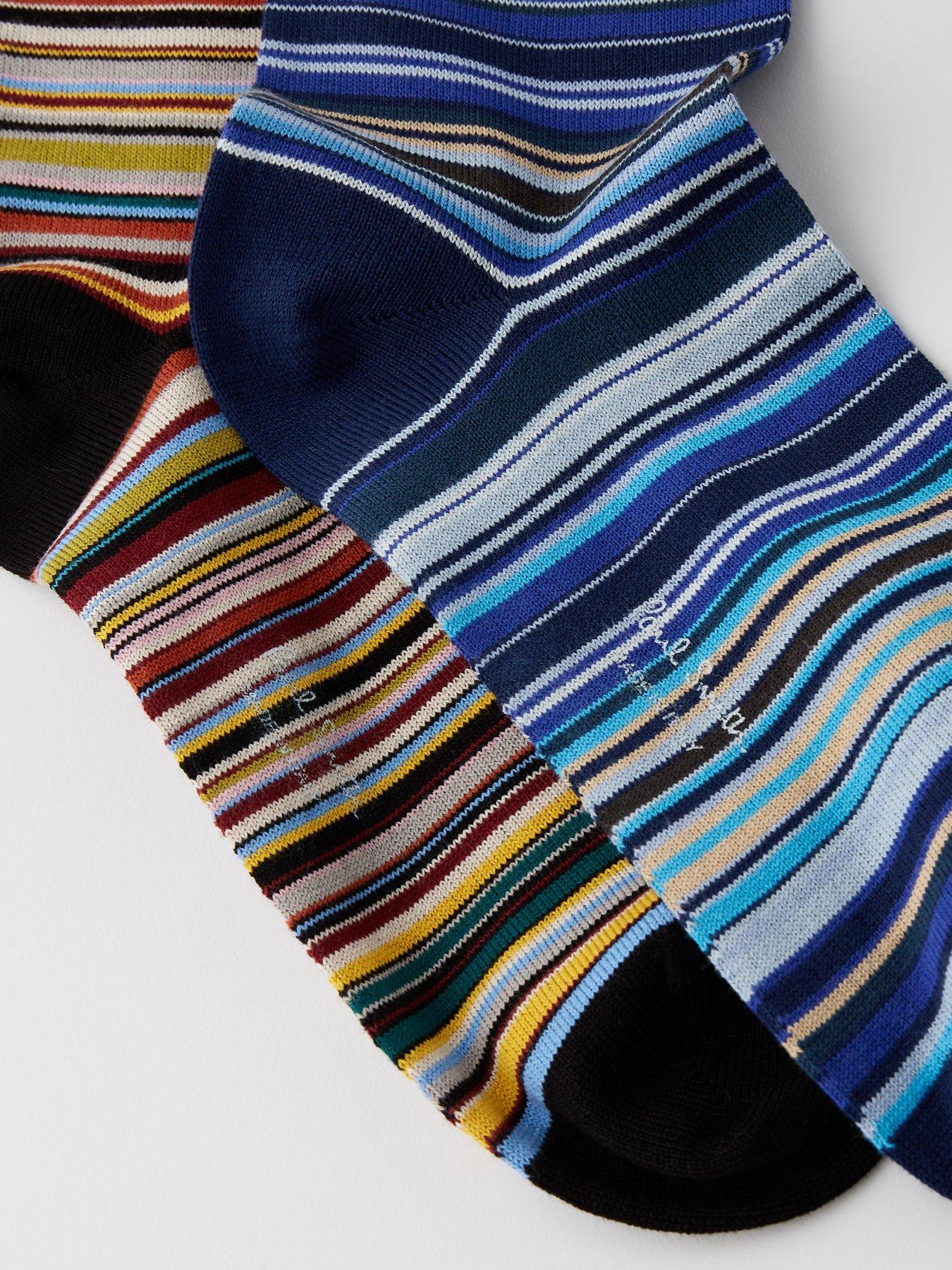  image of ps-paul-smith-2-pack-signature-stripe-crew-socks-multi