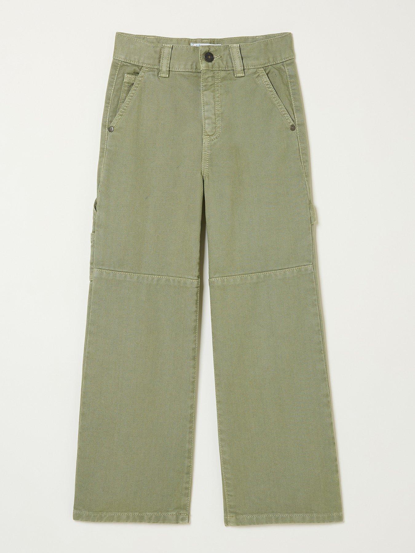 undefined Girls Waye Wide Leg Trousers - Light Green