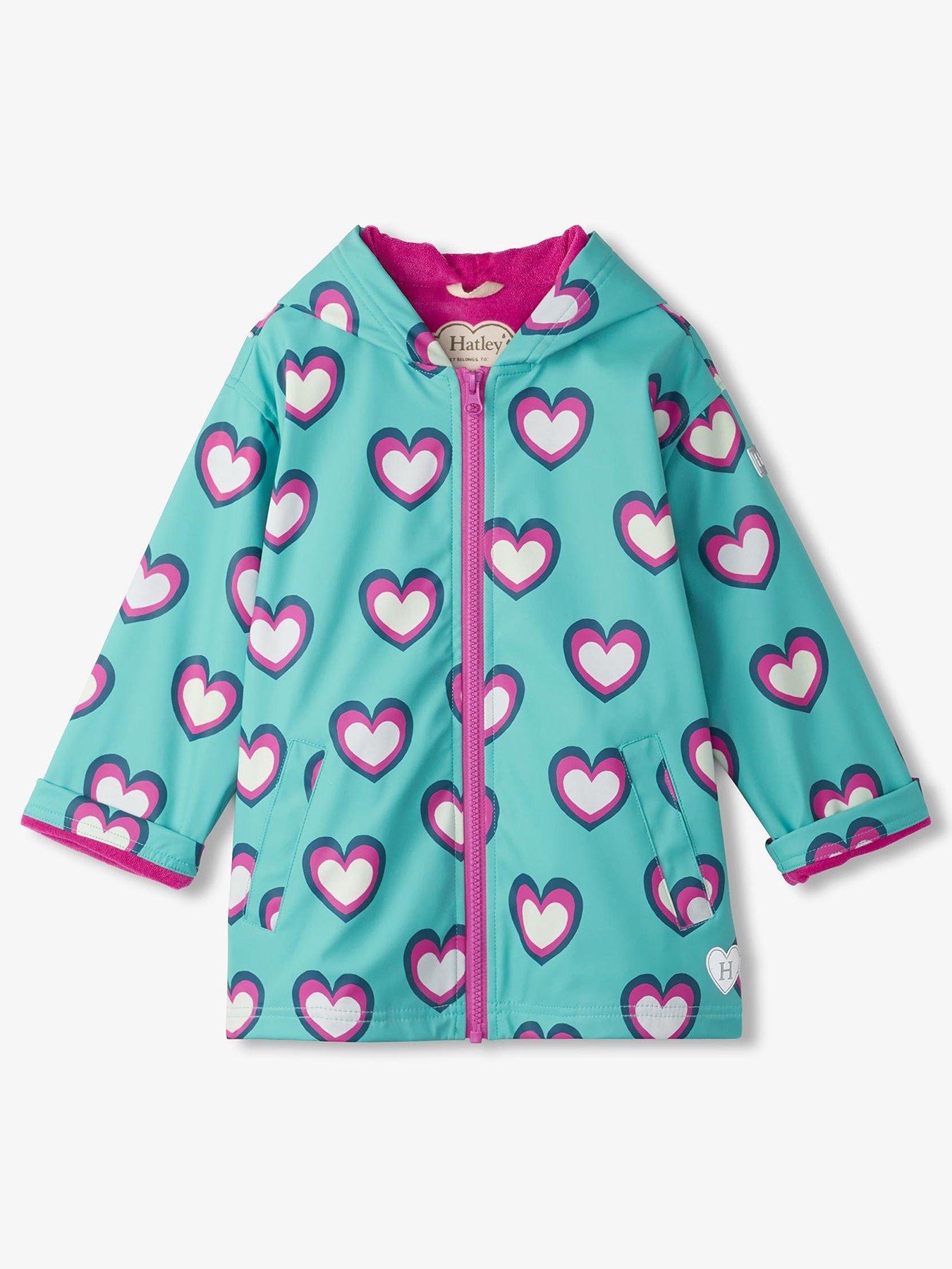 undefined Girls Heart Colour Change Rain Jacket - Green