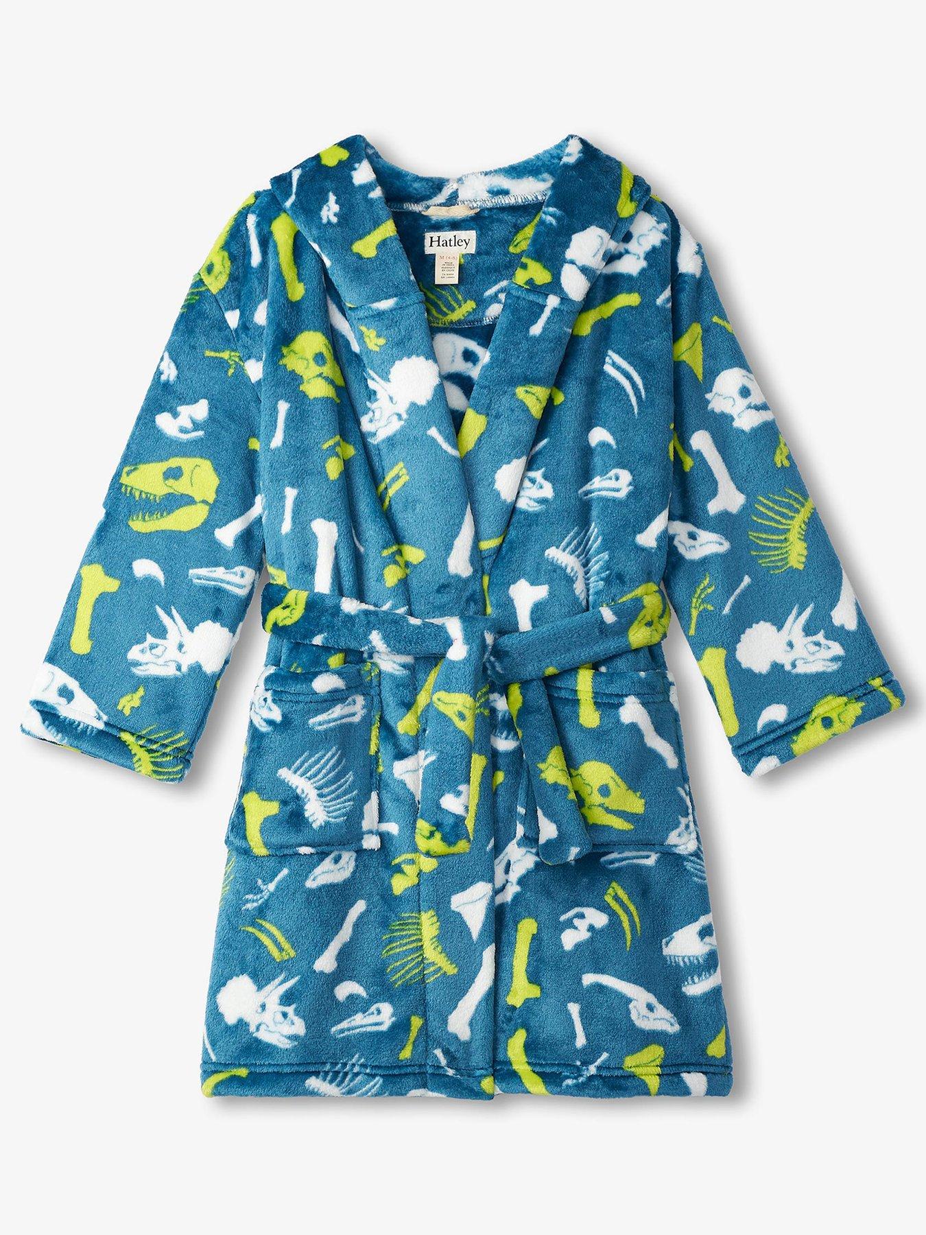 undefined Boys Fuzzy Fleece Dino Fossils Robe - Green