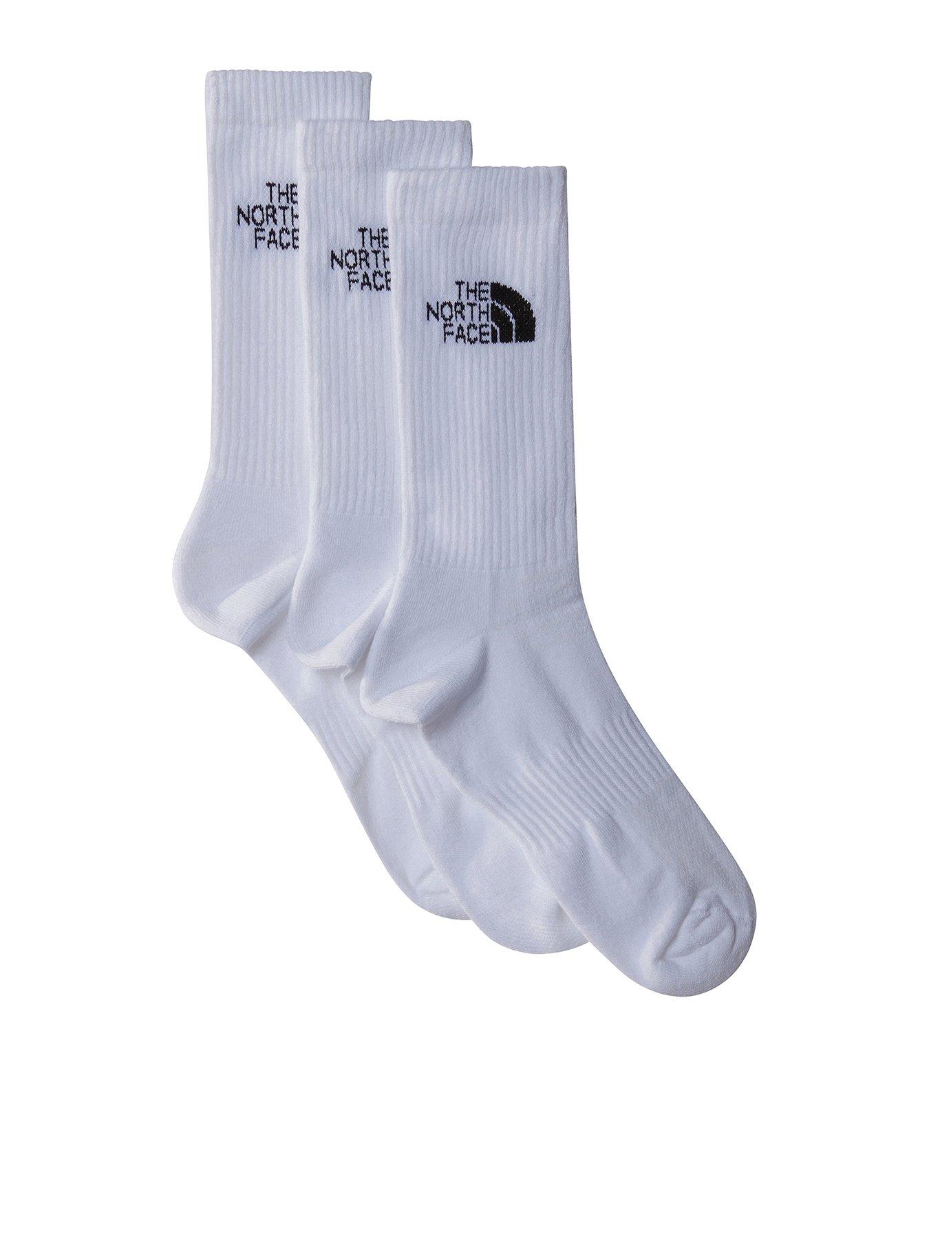 Image 1 of 3 of THE NORTH FACE Mens Multi Sport Performance Cushioned Crew Socks 3 Pack - White