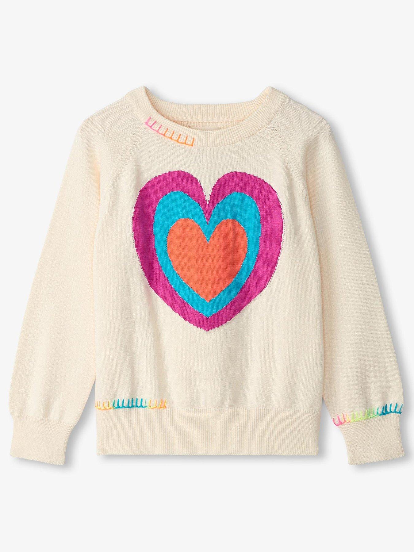 undefined Girls Heart Knitted Jumper - White
