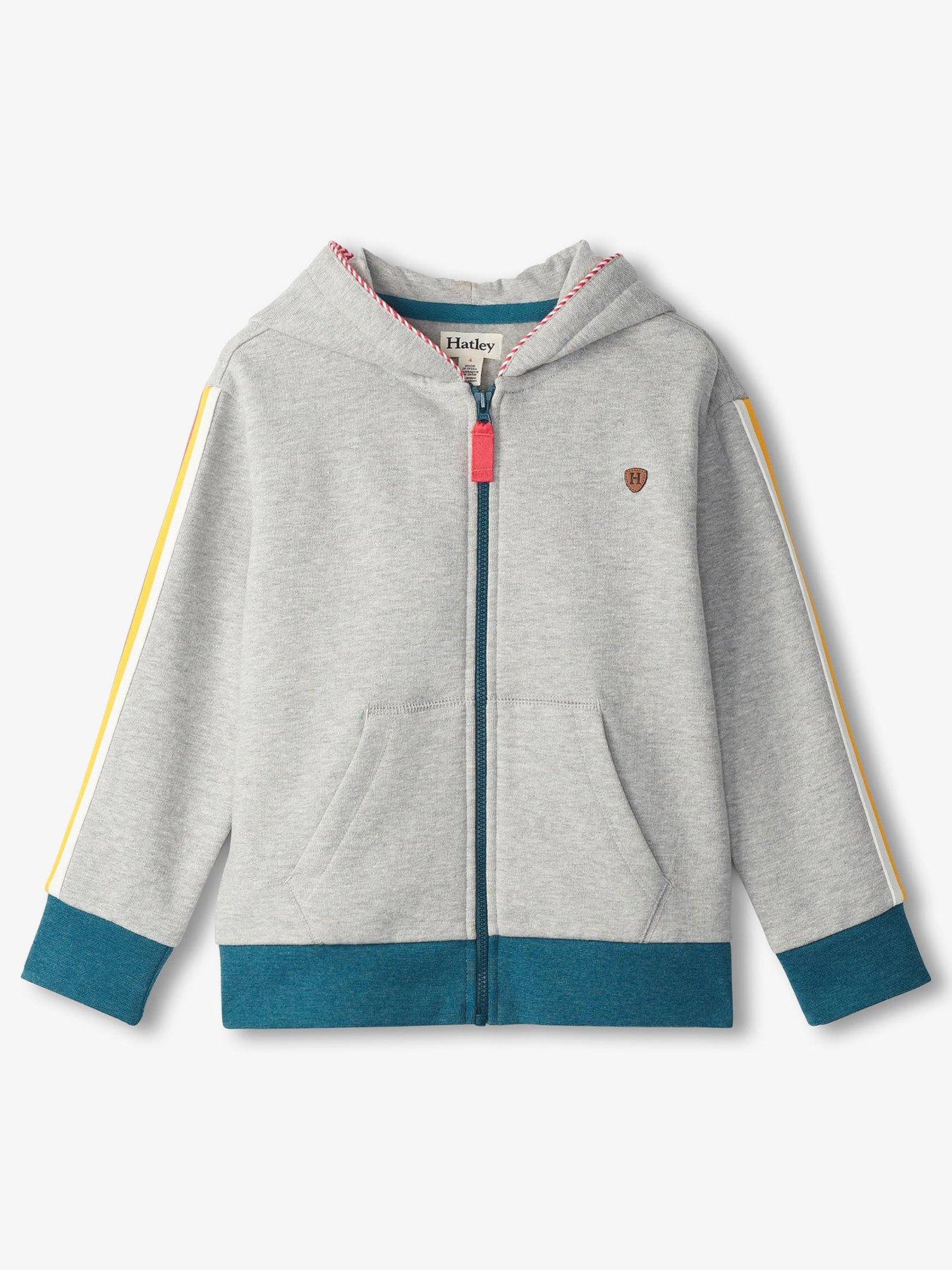 undefined Boys Tape Zip Through Hoodie - Grey