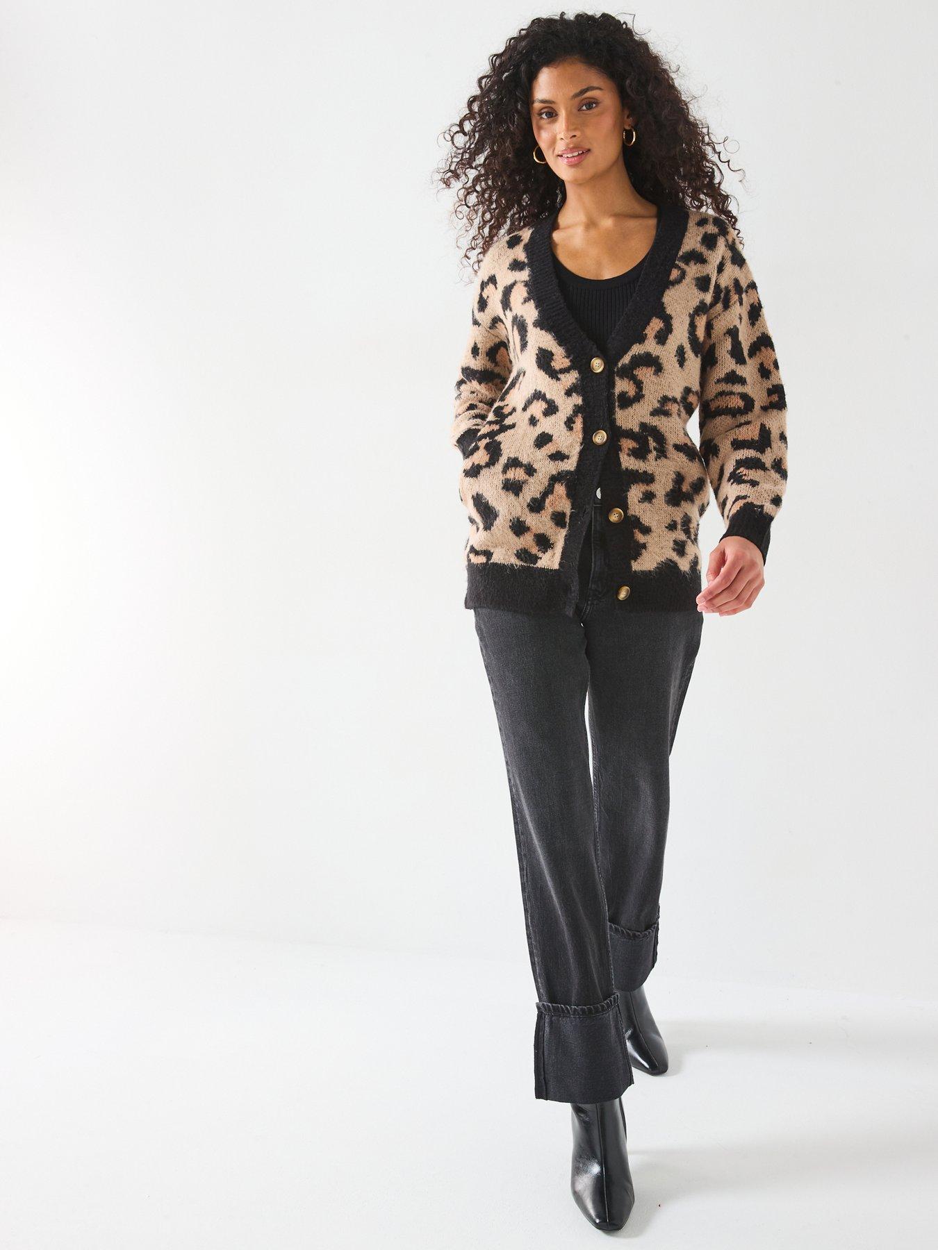 V by Very V Neck Leopard Longline Cardigan Print littlewoods