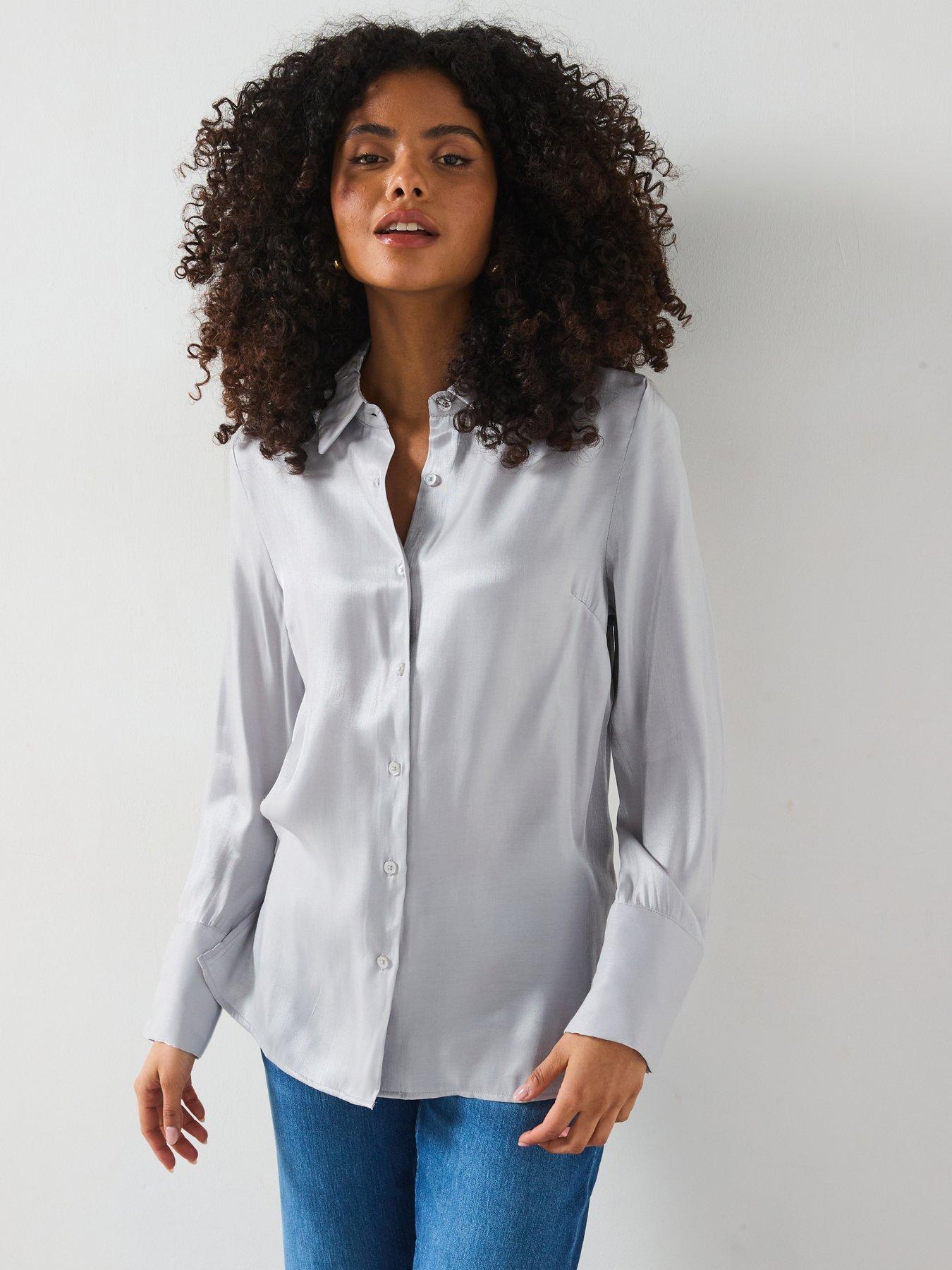 undefined Lame Longline Shirt - Silver