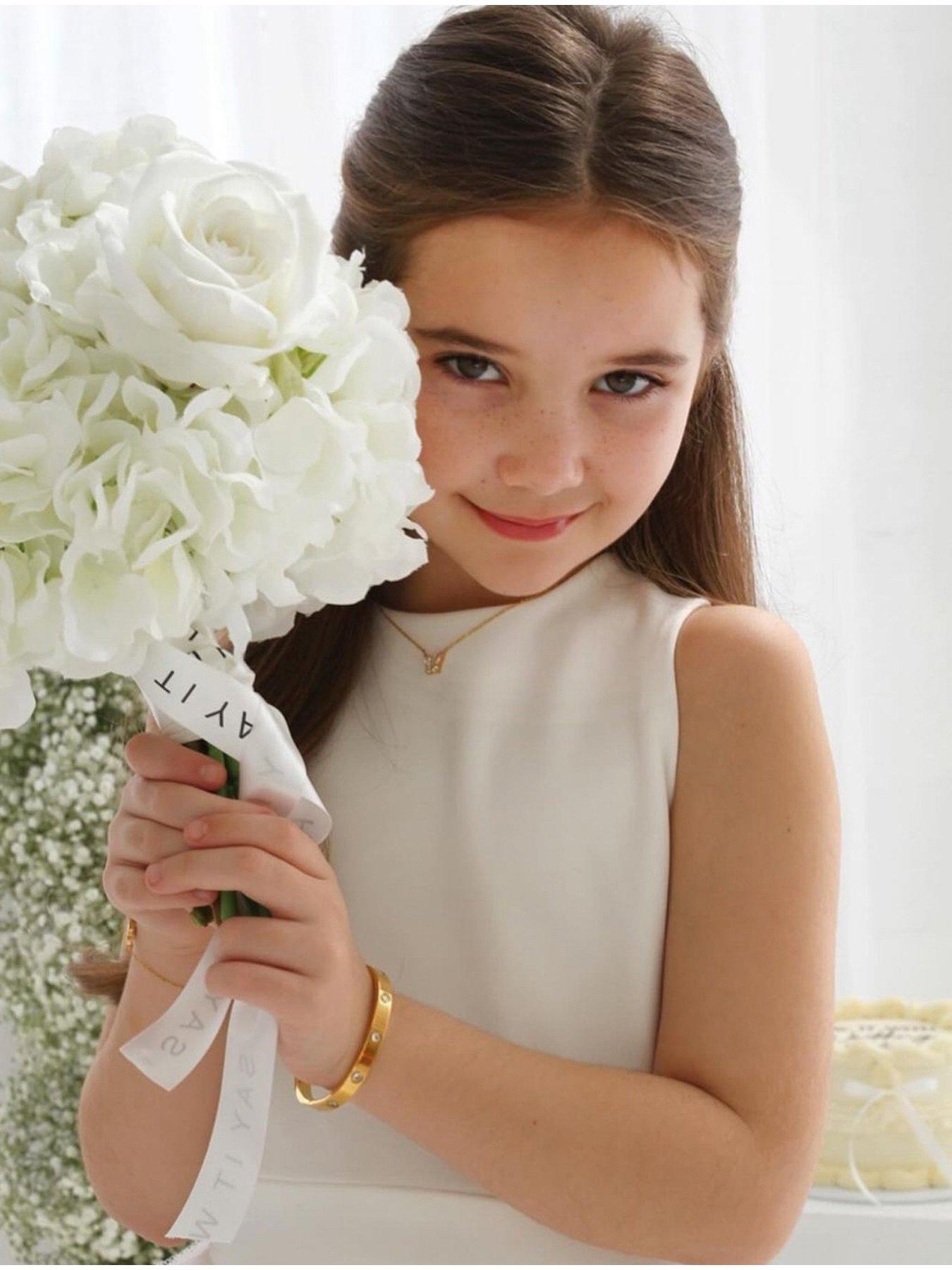 Say It With Junior Stone Hinged Bangle - Stainless Steel (Gold)