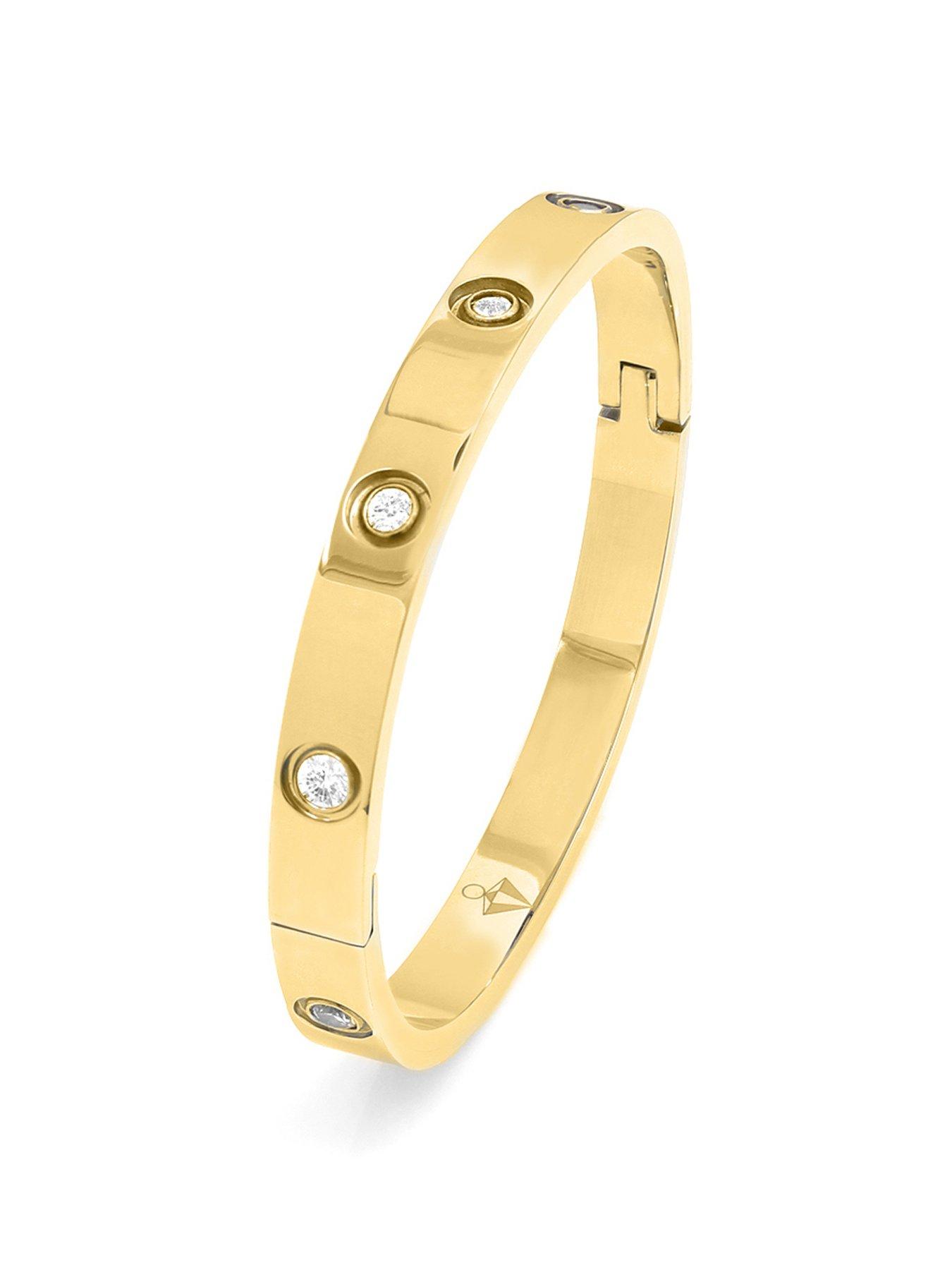 undefined Junior Stone Hinged Bangle - Stainless Steel (Gold)