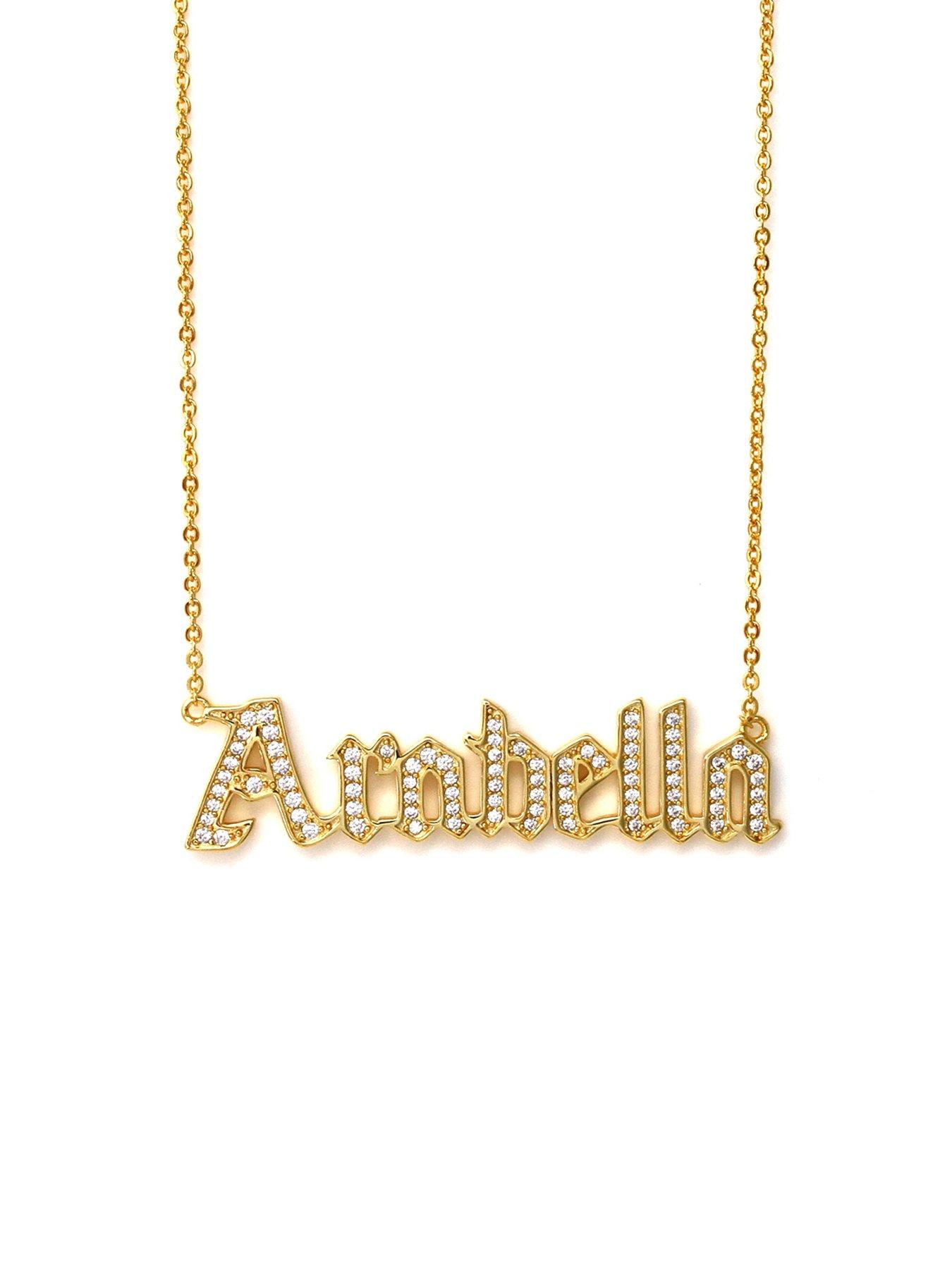 Image 2 of 4 of Say It With Gothic Custom Cubic Zirconia Name Necklace - Yellow Gold