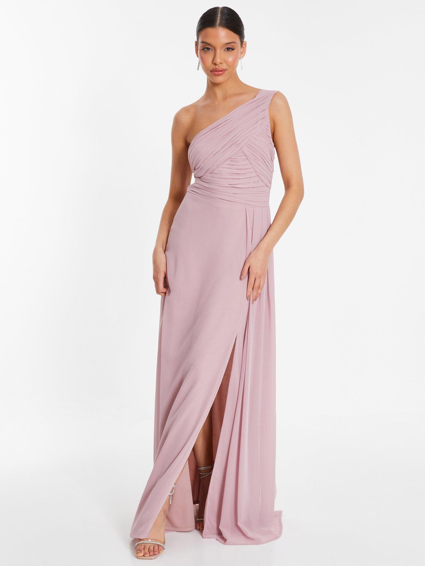 Quiz pink chiffon maxi dress best sale