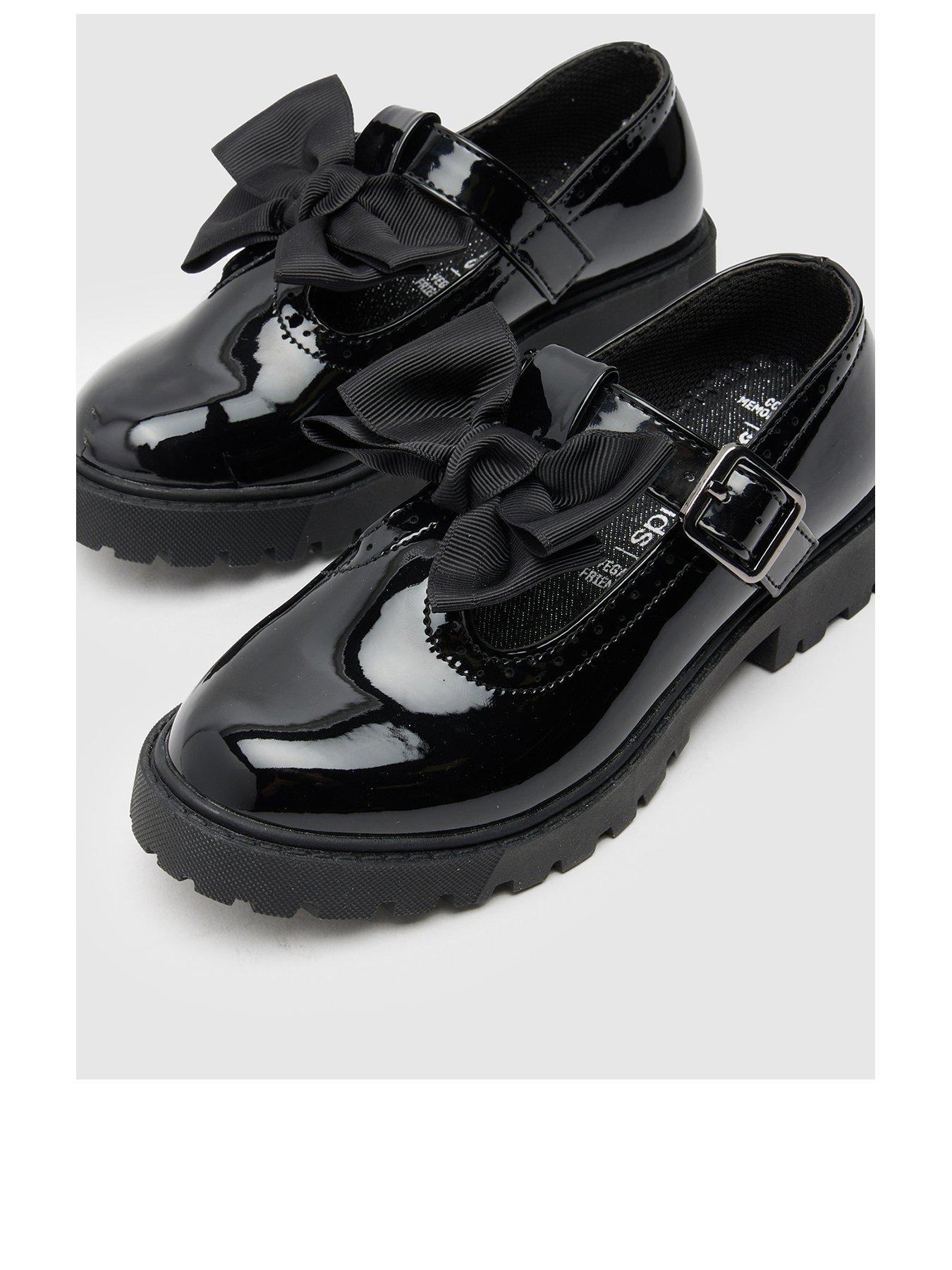 Image 2 of 4 of Schuh Lollipop Feature Bow Tbar Junior Patent Shoes - Black