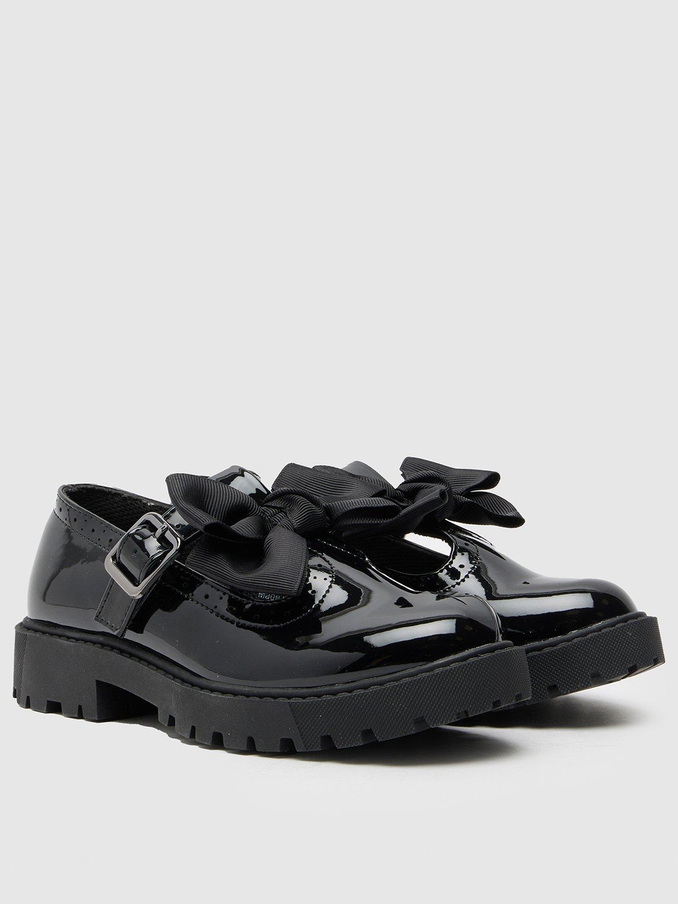 Image 3 of 4 of Schuh Lollipop Feature Bow Tbar Junior Patent Shoes - Black