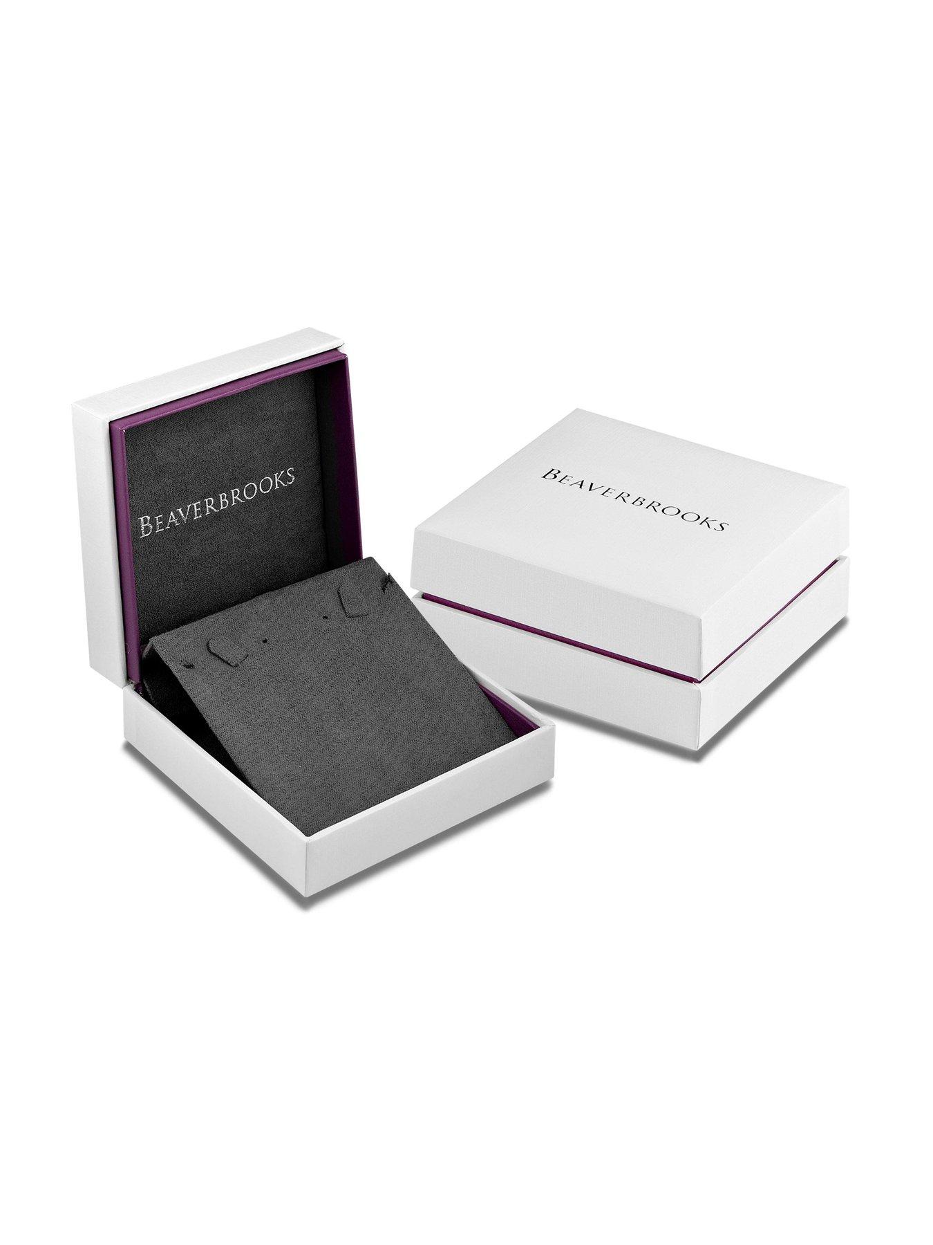  image of beaverbrooks-silver-cubic-zirconia-onyx-clover-necklace