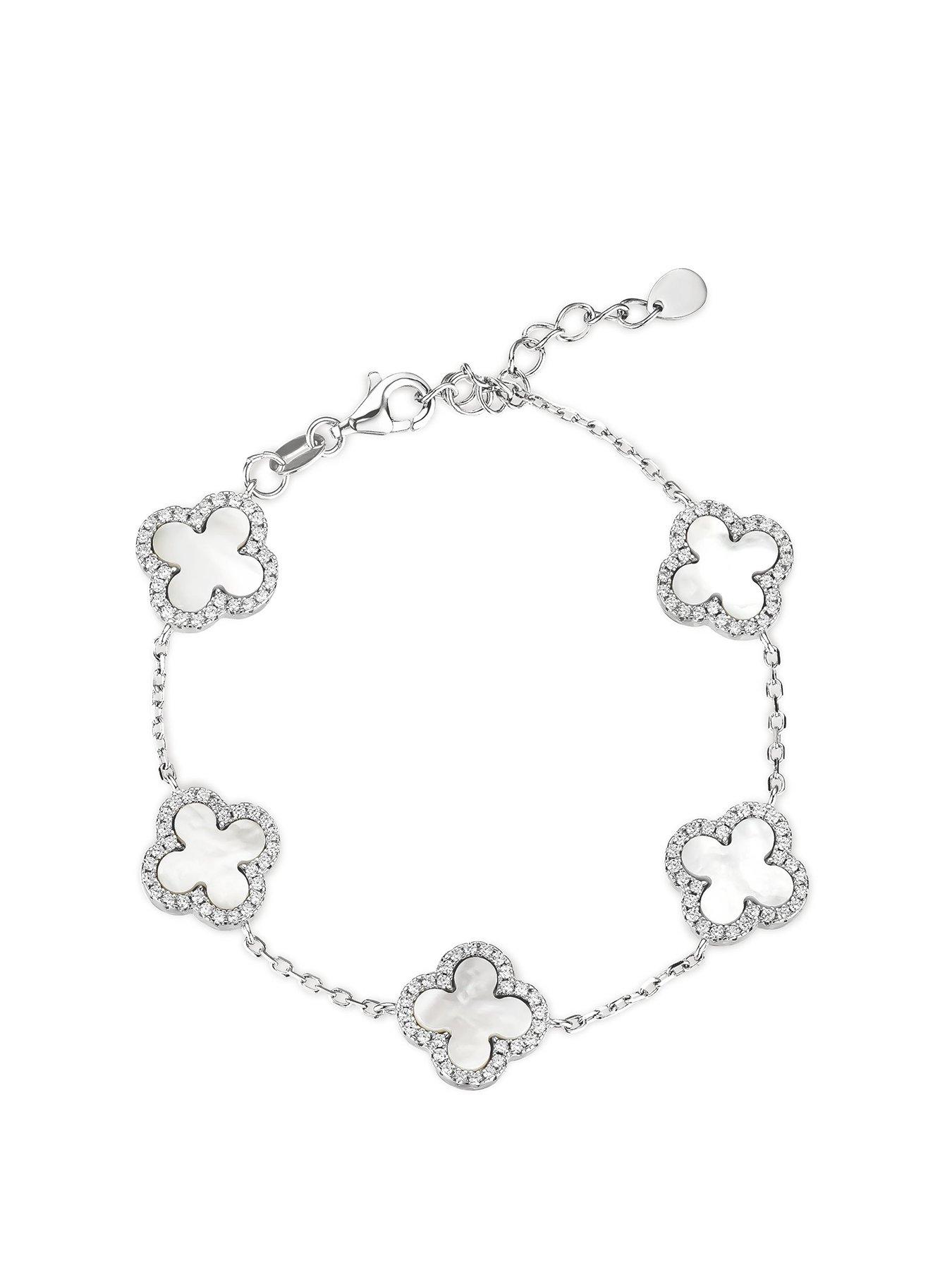 Image 1 of 5 of Beaverbrooks Silver Cubic Zirconia Clover Bracelet