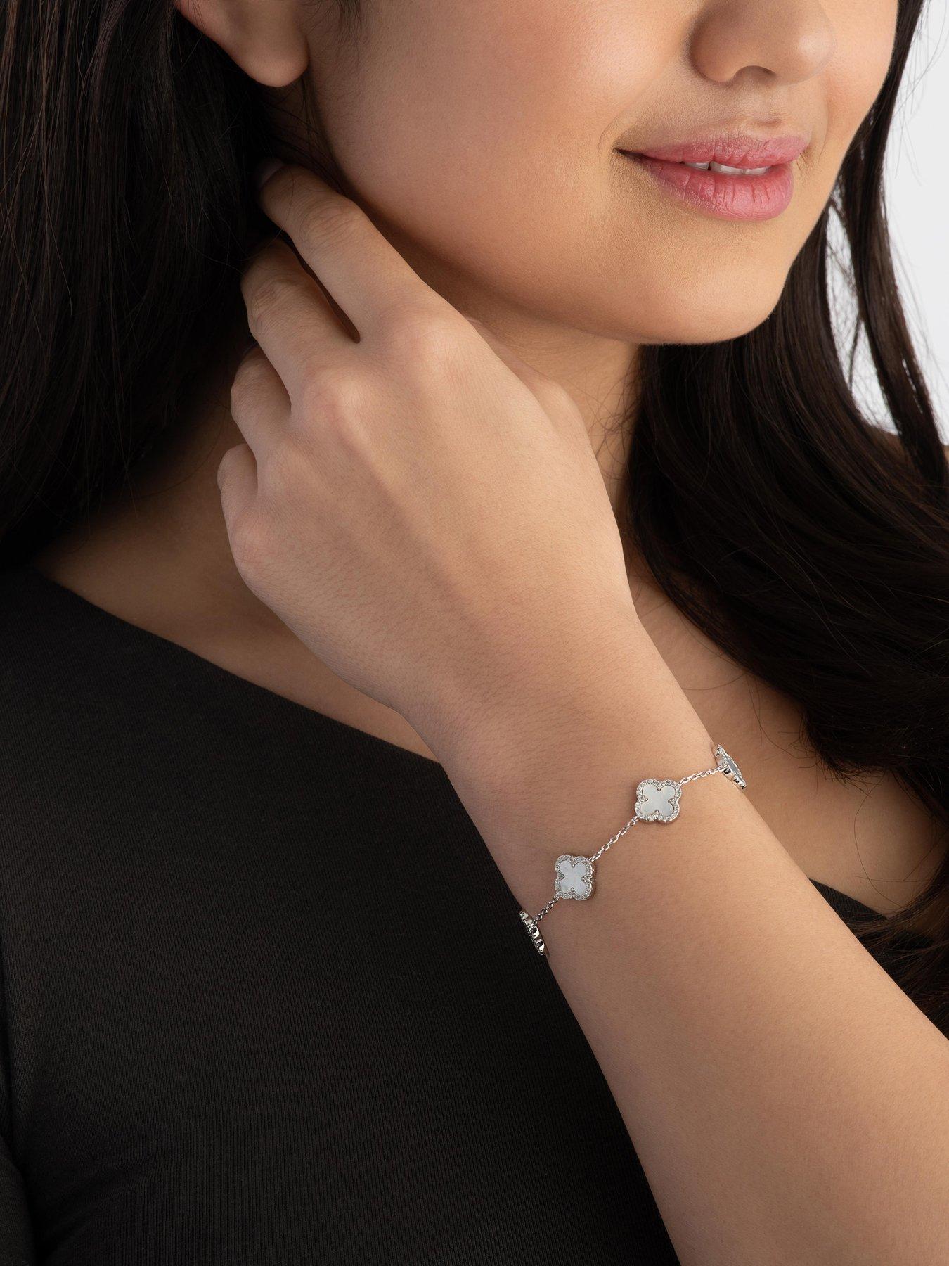Image 2 of 5 of Beaverbrooks Silver Cubic Zirconia Clover Bracelet
