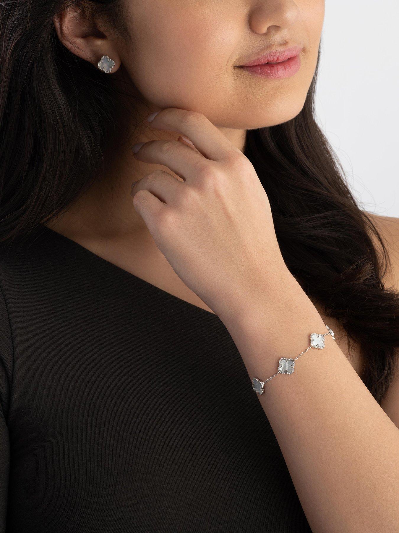 Image 5 of 5 of Beaverbrooks Silver Cubic Zirconia Clover Bracelet