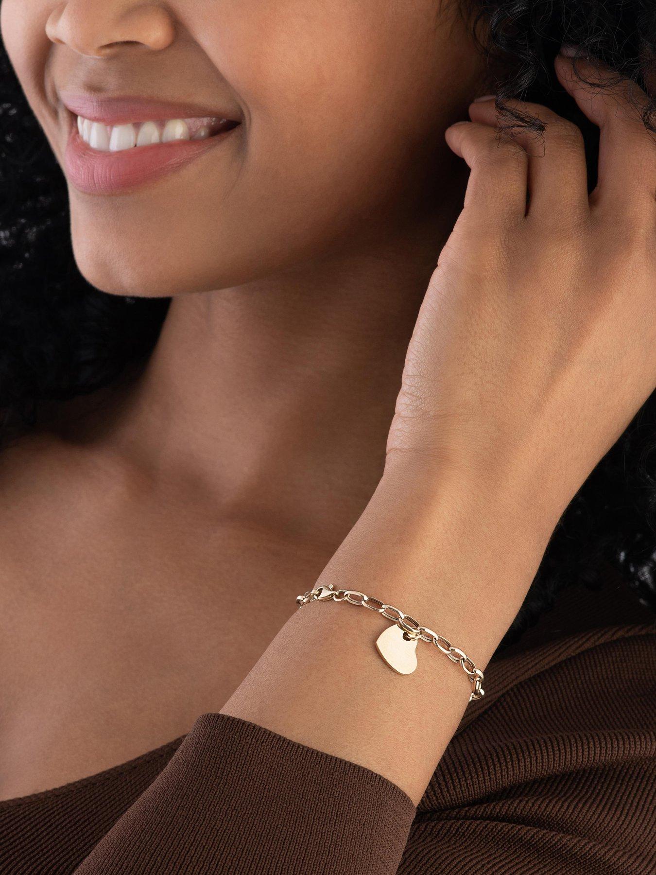  image of beaverbrooks-9ct-yellow-gold-heart-bracelet