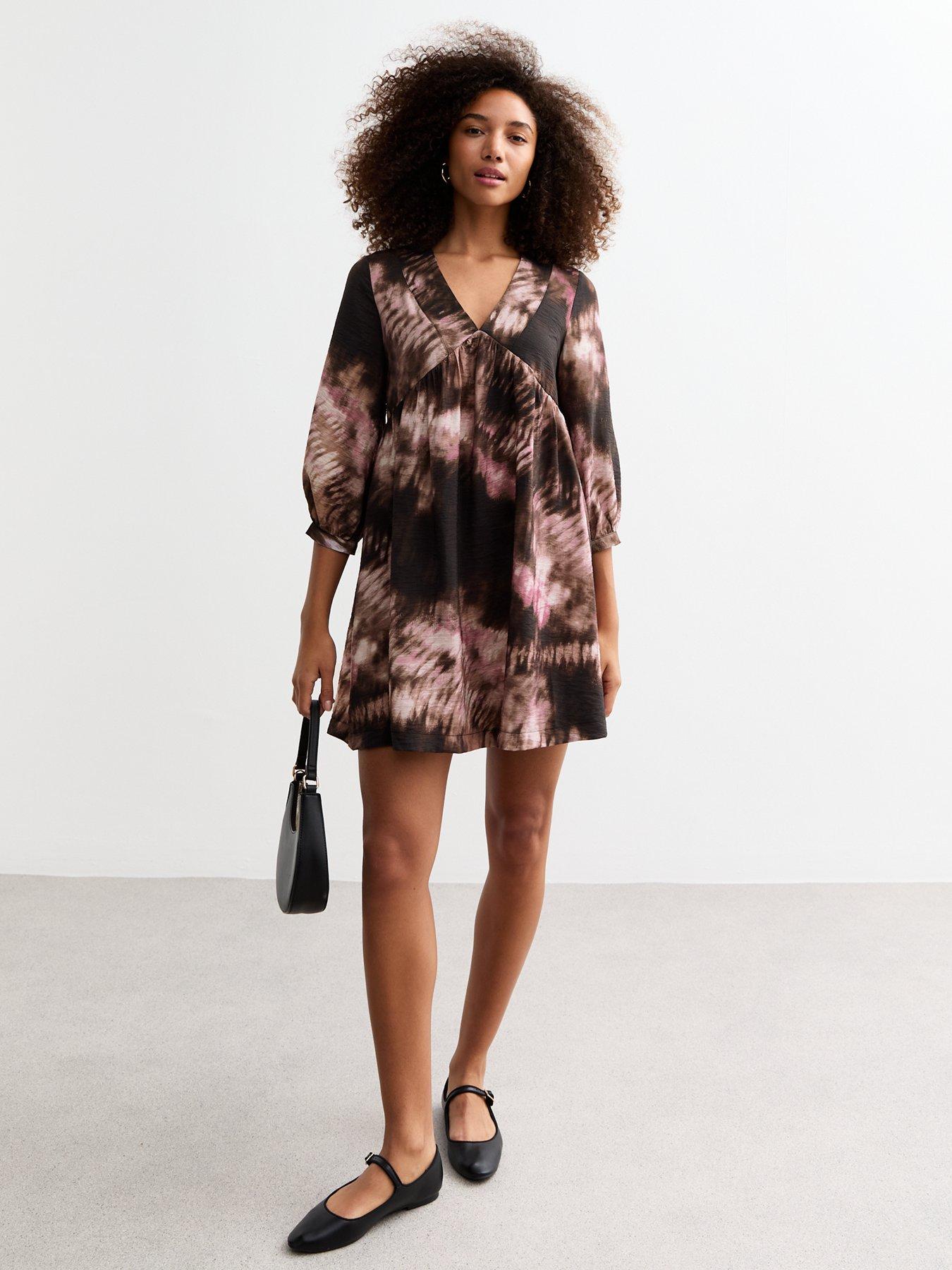 undefined Black Blur Mini Smock Dress - Print
